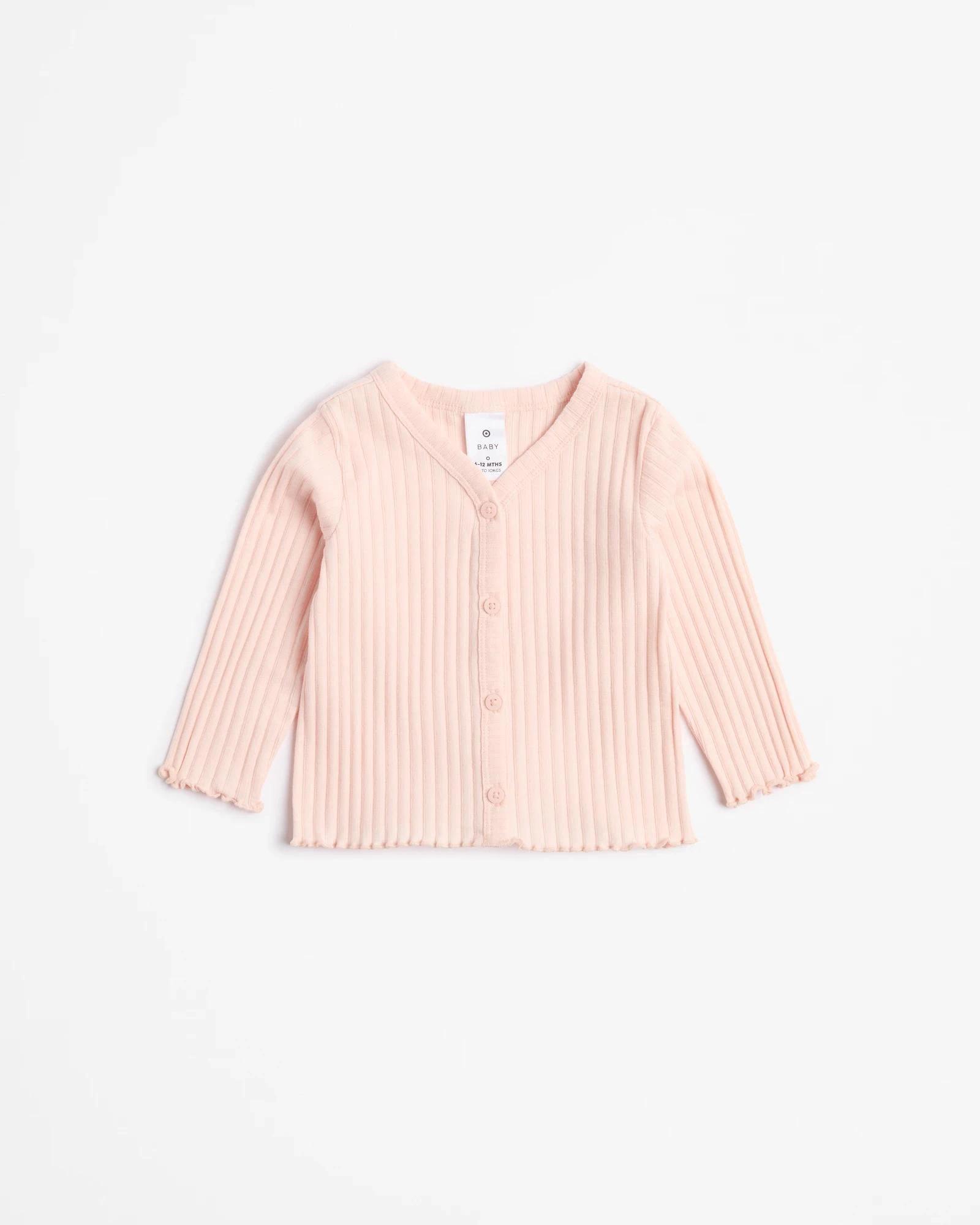 1 Target Baby Lightweight Rib Cardi PINK, 1 of 3