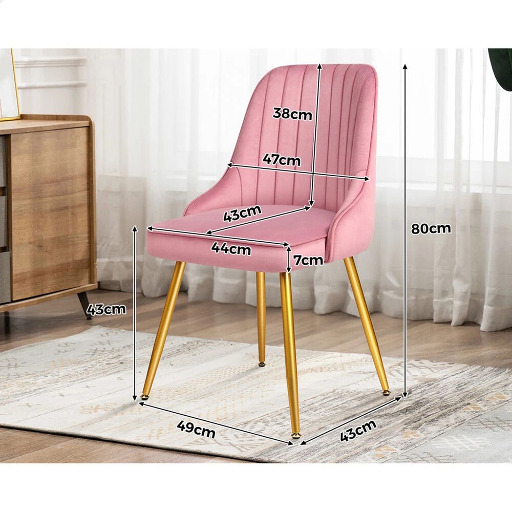 9 Alfordson 2x Dining Chairs Kitchen Accent Lounge Padded Tufted Seat Velvet - Pink, 9 of 10