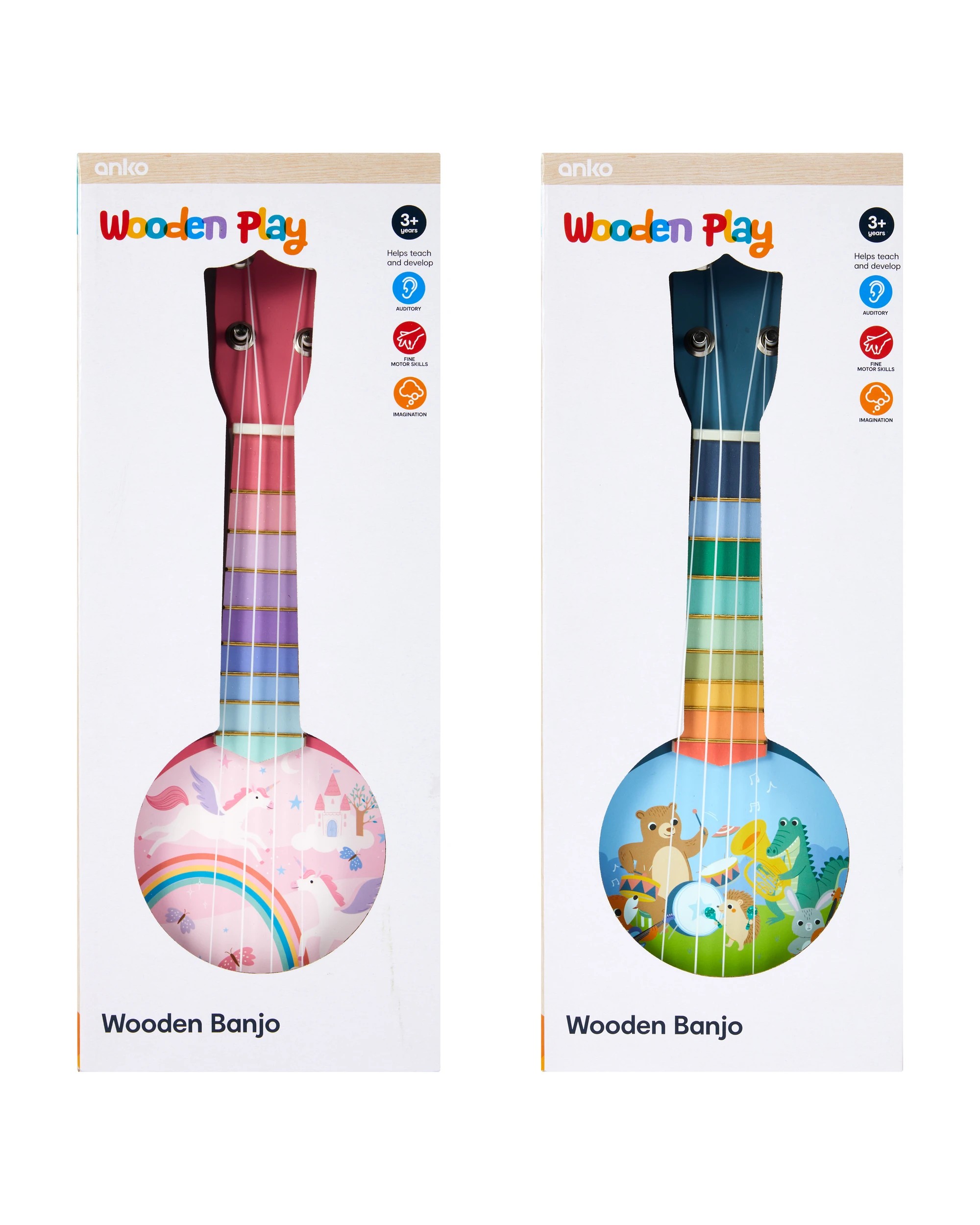 6 Wooden Banjo - Assorted, 6 of 6