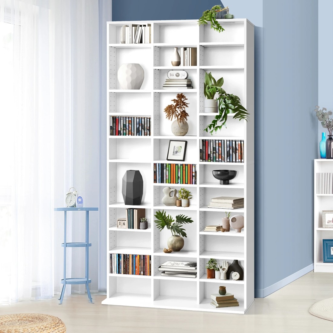 2 Oikiture Bookcase Bookshelf Display Shelf Cd Dvd Storage Media Stand Rack
 - White, 2 of 9