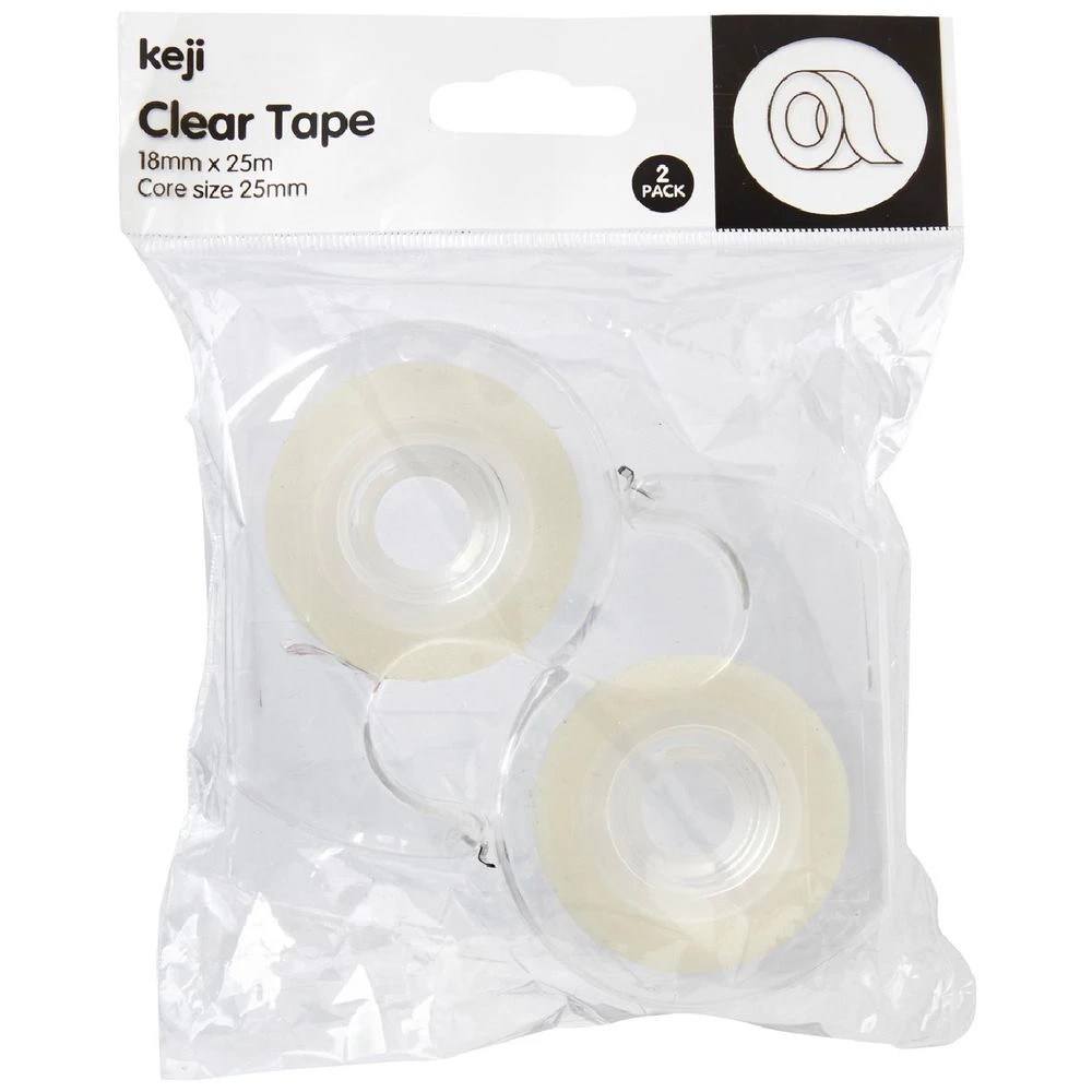 1 Keji Clear Adhesive Tape with Dispenser 18mm x 25m 2 Pack, 1 of 5