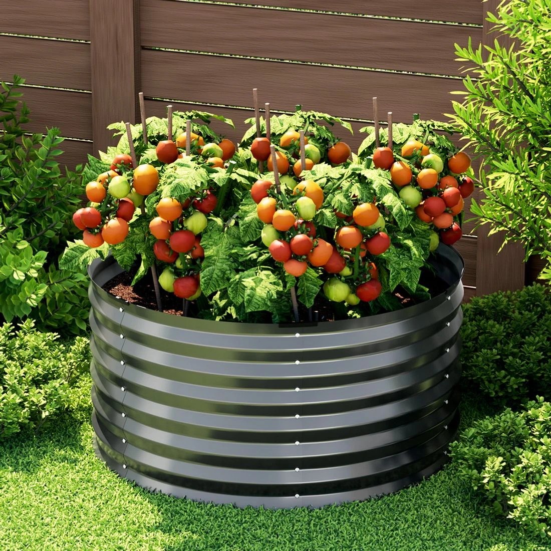 4 Green Fingers Garden Bed 90X45cm Planter Box Raised Container Galvanised Steel - Grey, 4 of 4