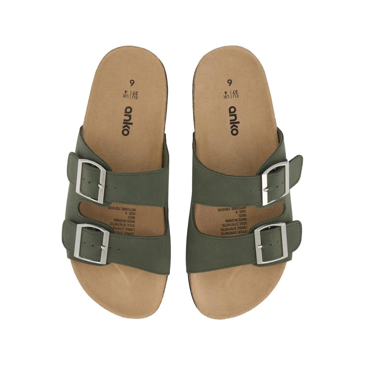 3 Two Band Buckle Footbed Slides BEETLE, 3 of 3