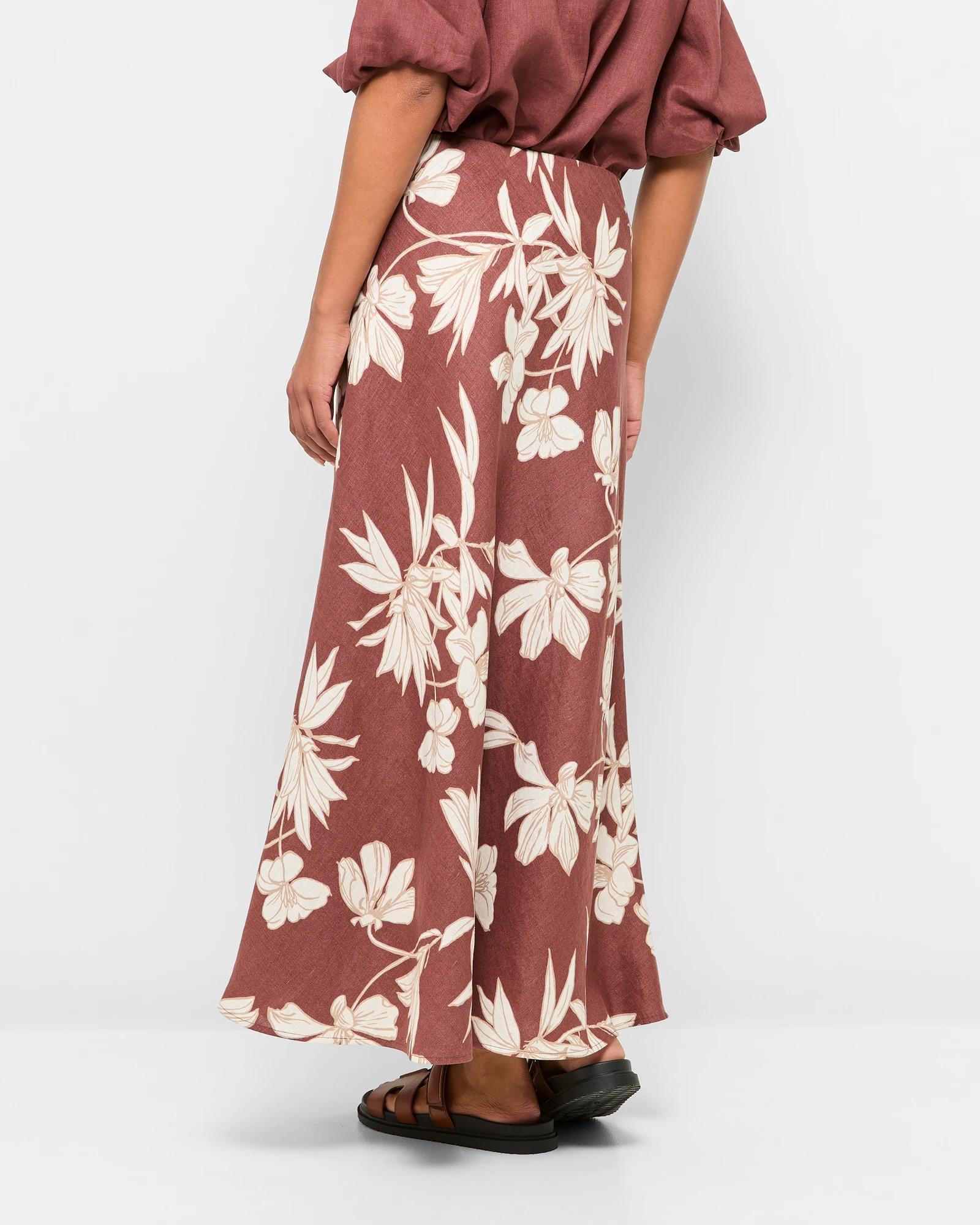 4 Target European Linen Bias Cut Midi Skirt STENCIL FLORAL, 4 of 6