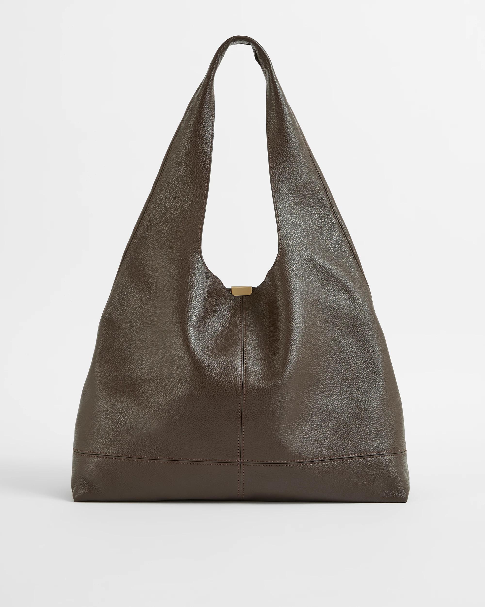 1 Target Woman Genuine Leather Slouch Shoulder Bag CHOCOLATE, 1 of 2