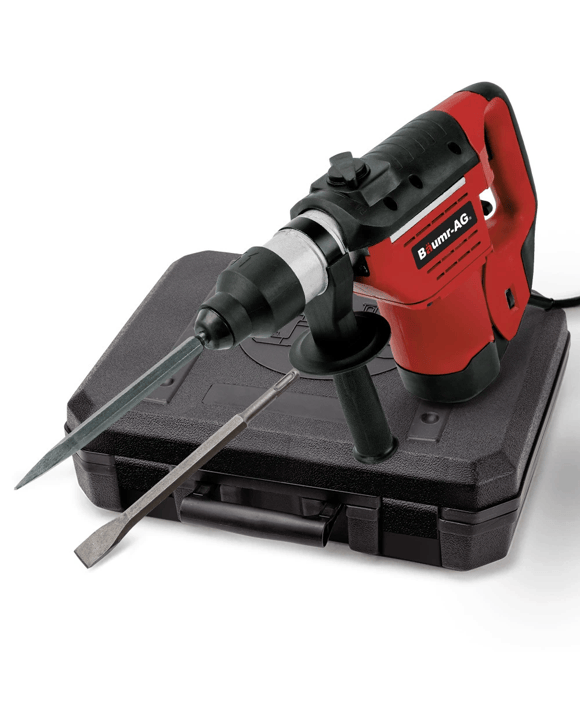 Baumr-AG 1500W Pro-Grade Electric Rotary Jackhammer Hammer Drill, with 2 Bonus Chisels, 3 Drill Bits