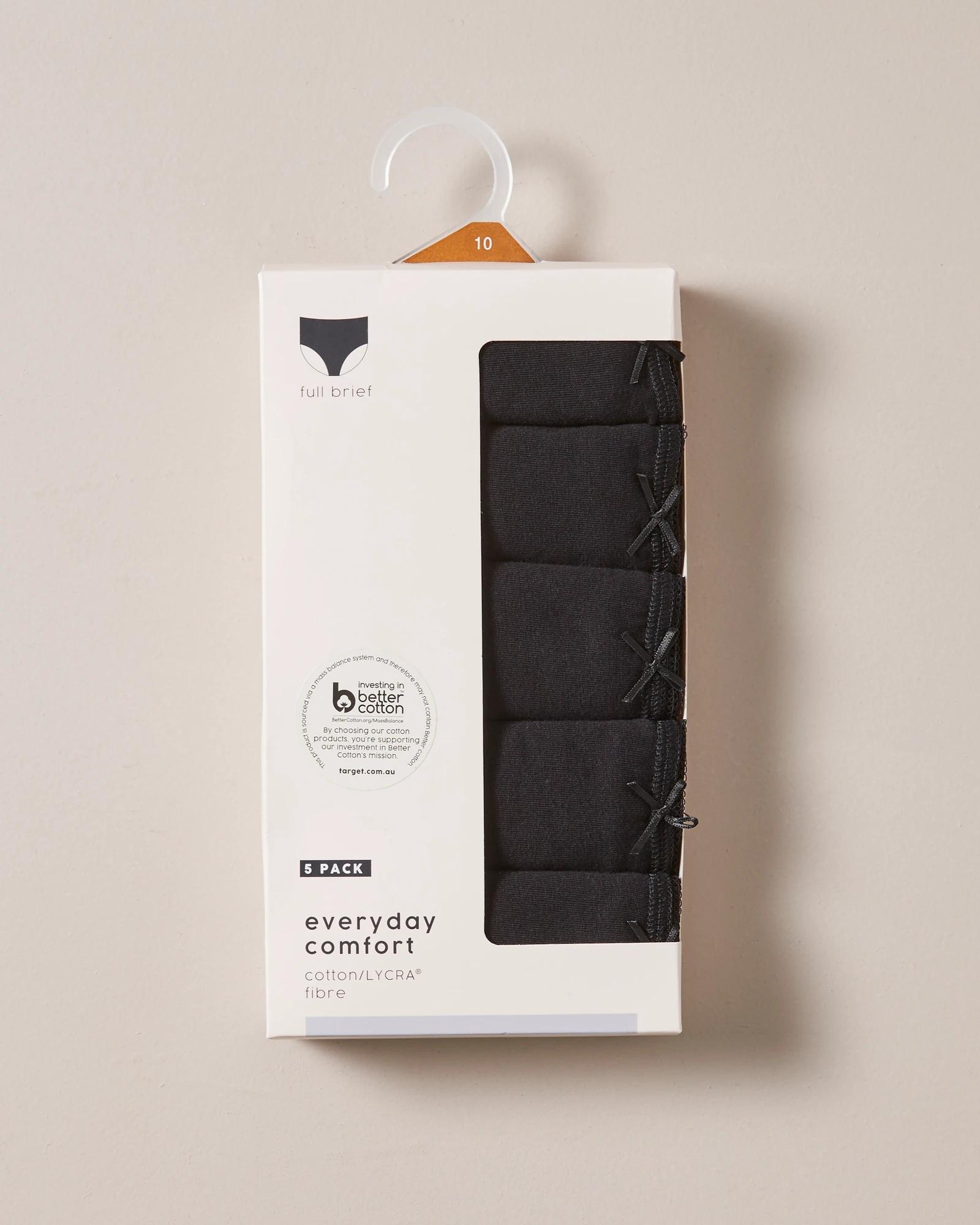 5 Target 5 Pack Cotton/elastane Full Briefs BLACK, 5 of 10