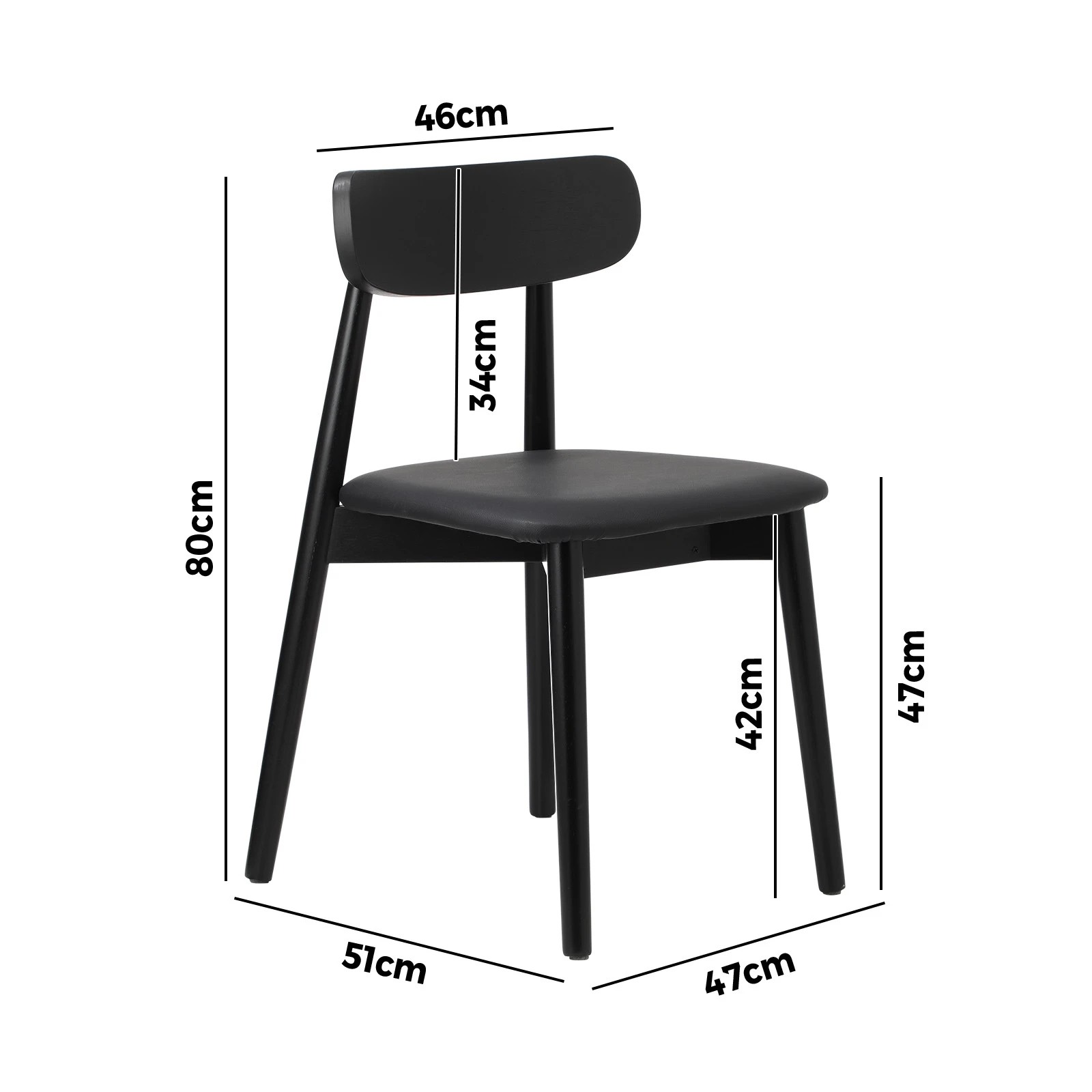 9 Oikiture 2x Dining Chairs Kitchen Chair Pu Leather Solid Wood Cafe Lounge
 - Black, 9 of 10
