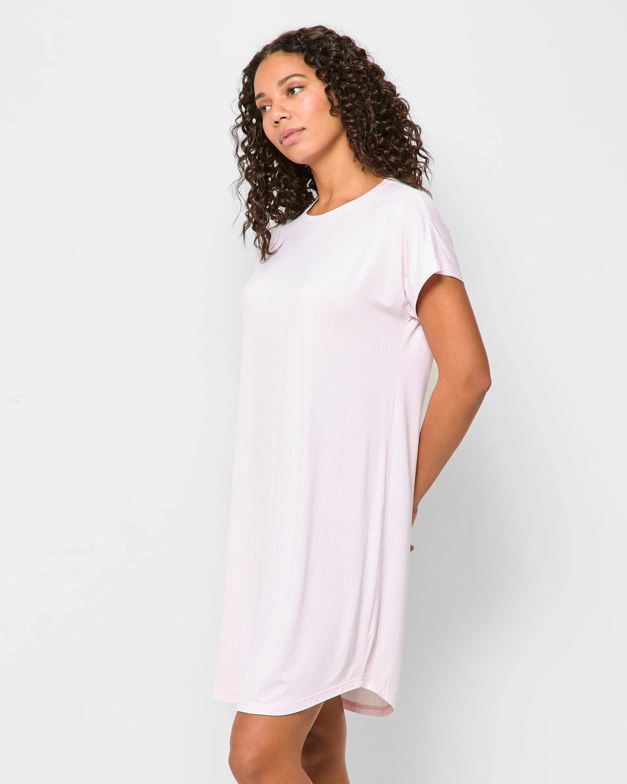3 Target Soft Comfort Bamboo T-Shirt Nightie PINK STRIPE, 3 of 5