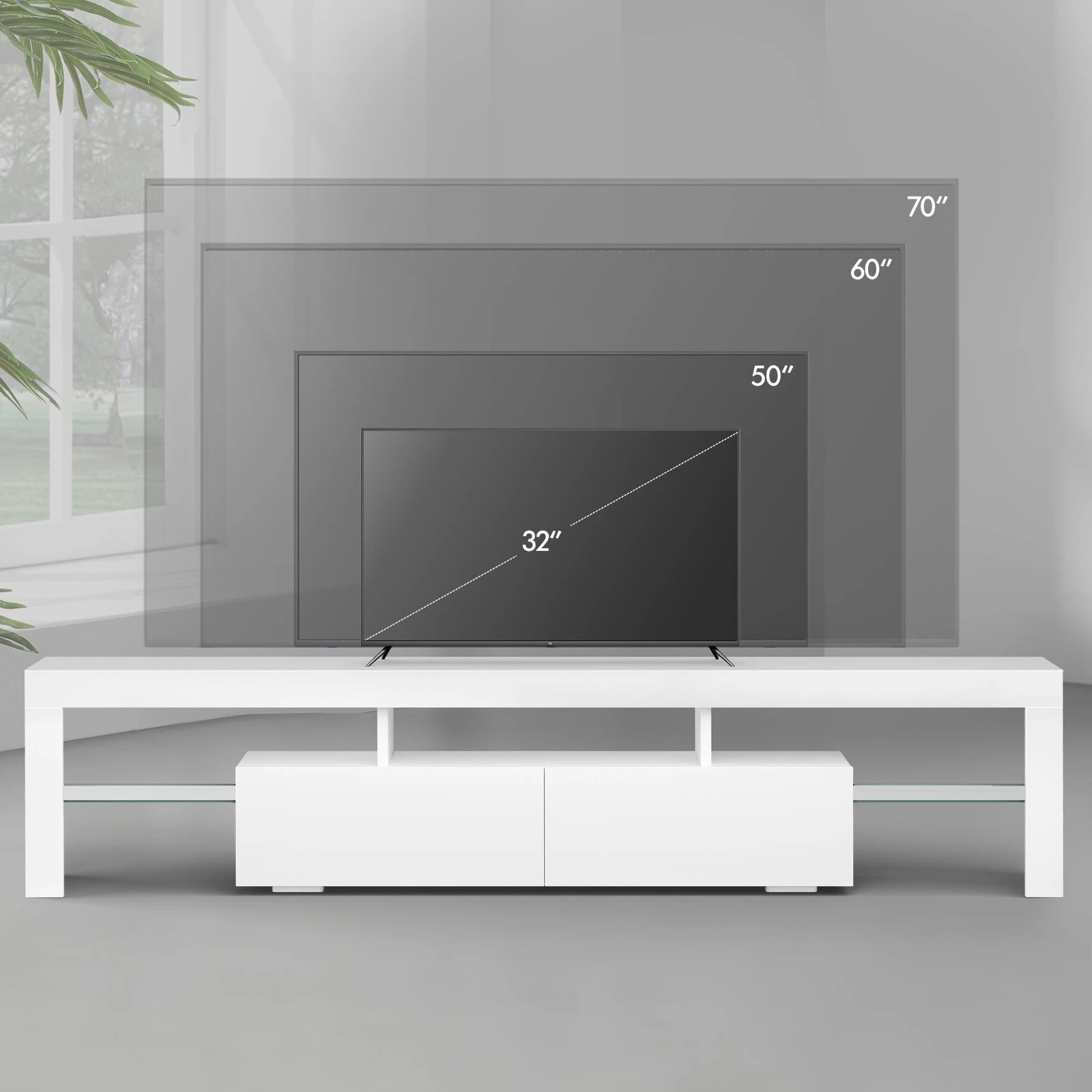 9 Alfordson Entertainment Unit 180cm TV Stand LED Light Storage Gloss - White, 9 of 10