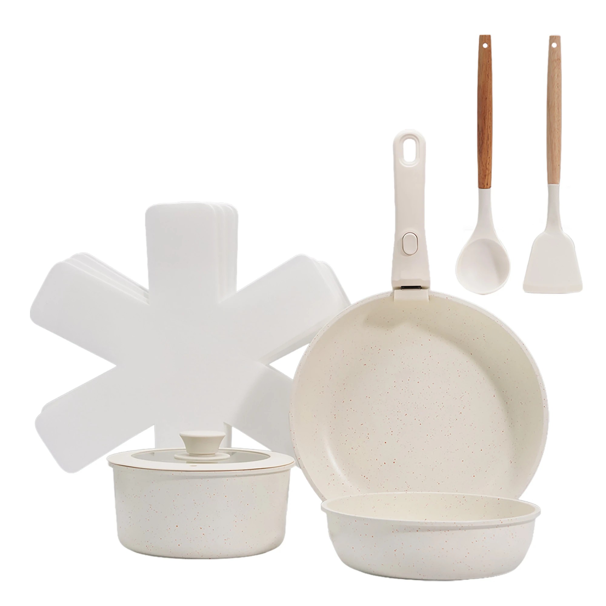 2 Toque 9-Piece Non Stick Cookware Set - White, 2 of 9