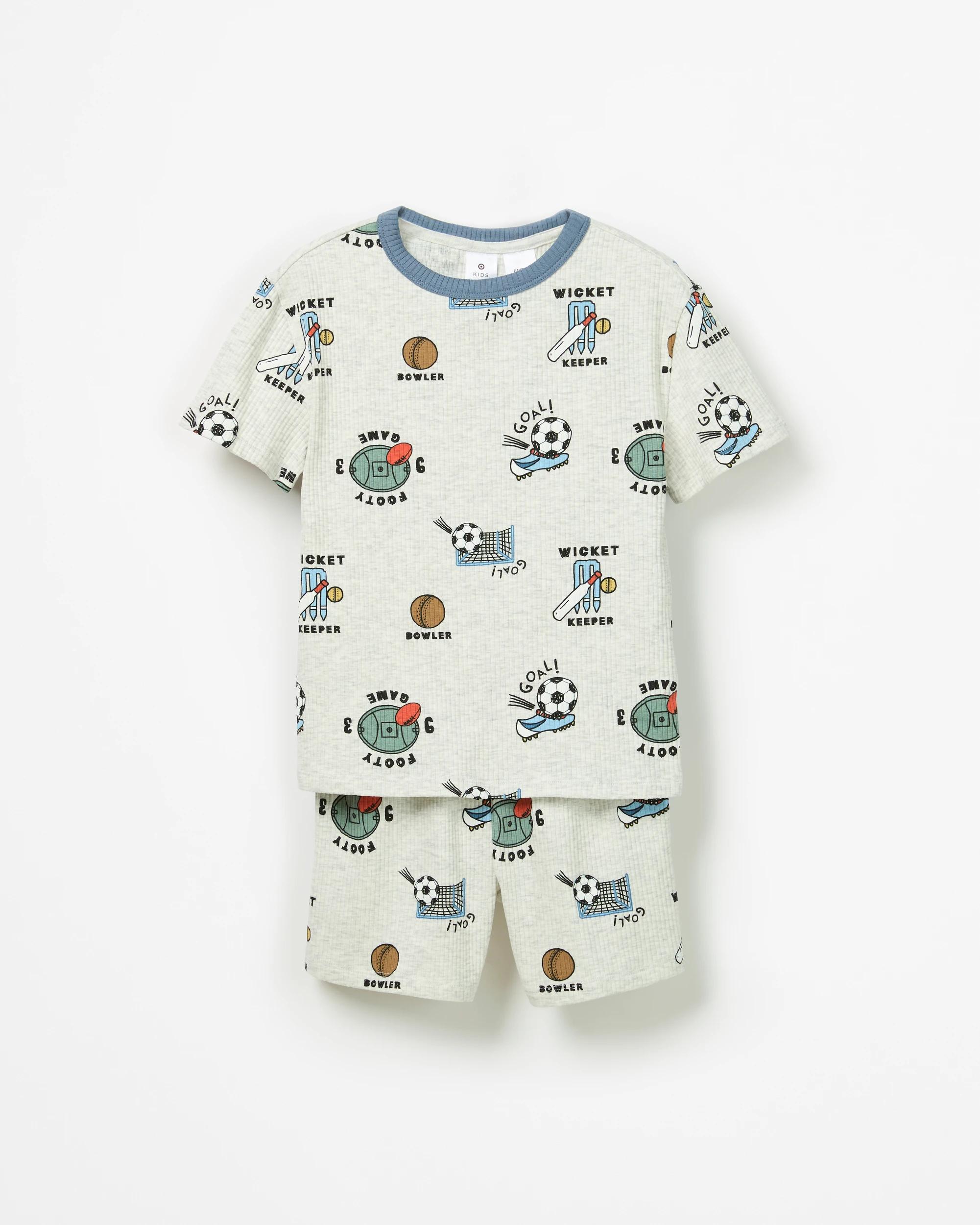 1 Target Kids Australian Cotton-blend Rib Short Pyjama Set — Navy Monster Truck GREY MARLE SPORTS, 1 of 4