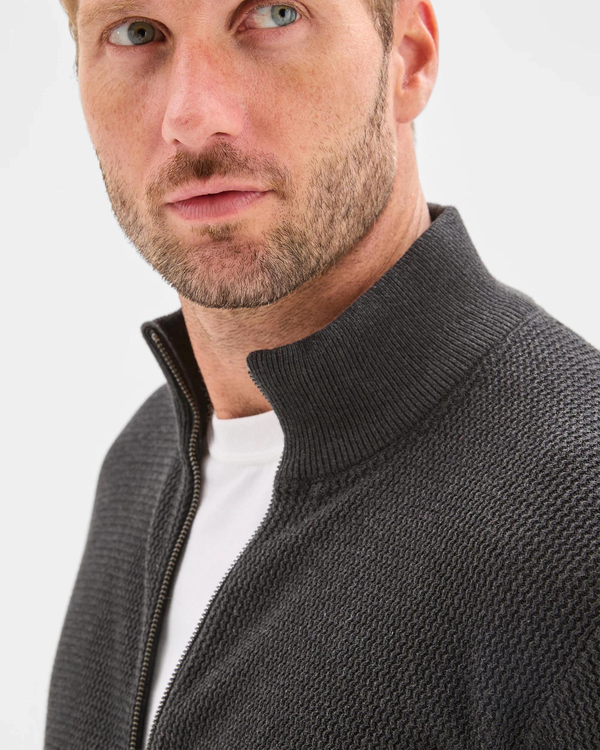 5 Target Man Australian Cotton Zip Through Knit Jumper CHARCOAL, 5 of 6