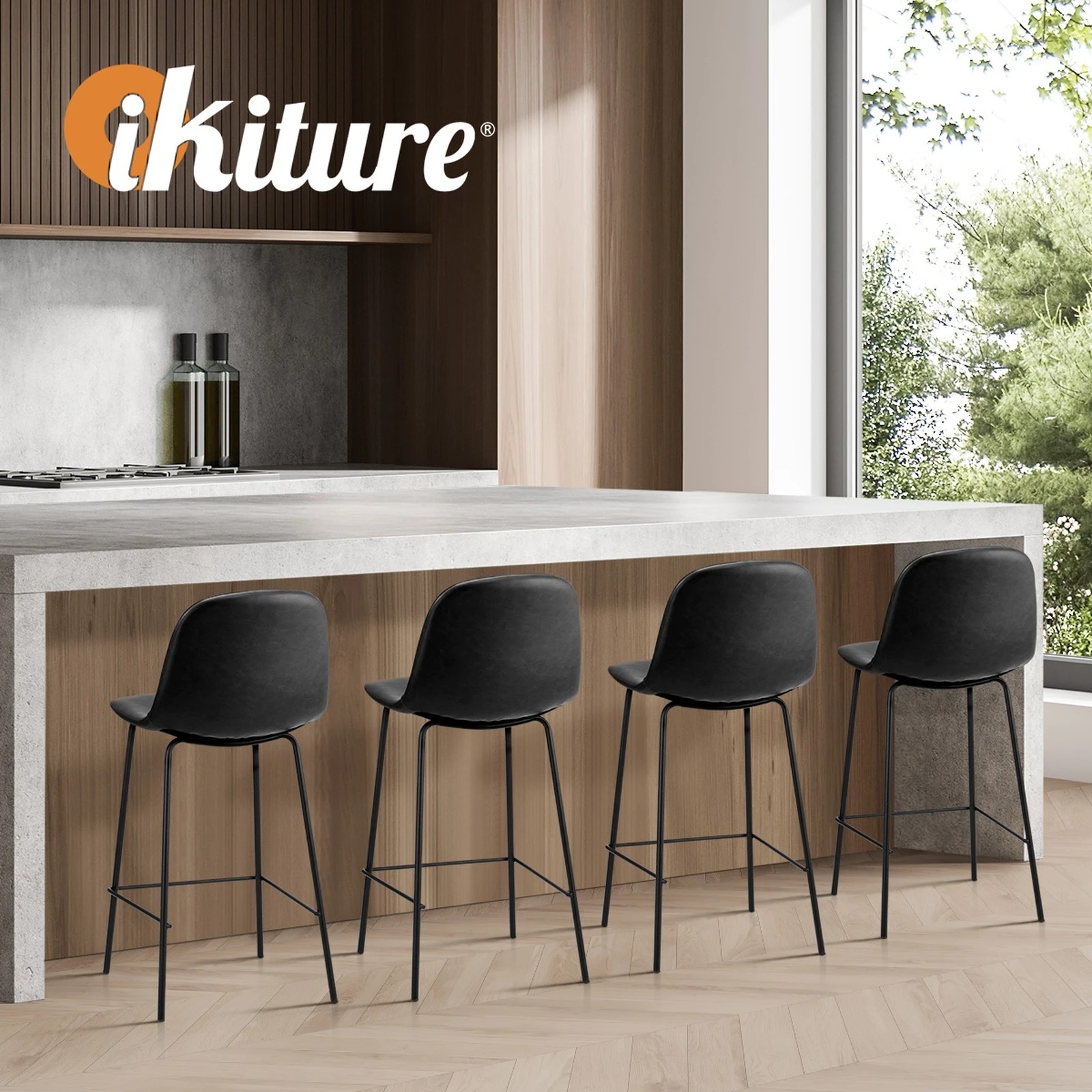 5 Oikiture 4x Bar Stools Barstool - Black, 5 of 9