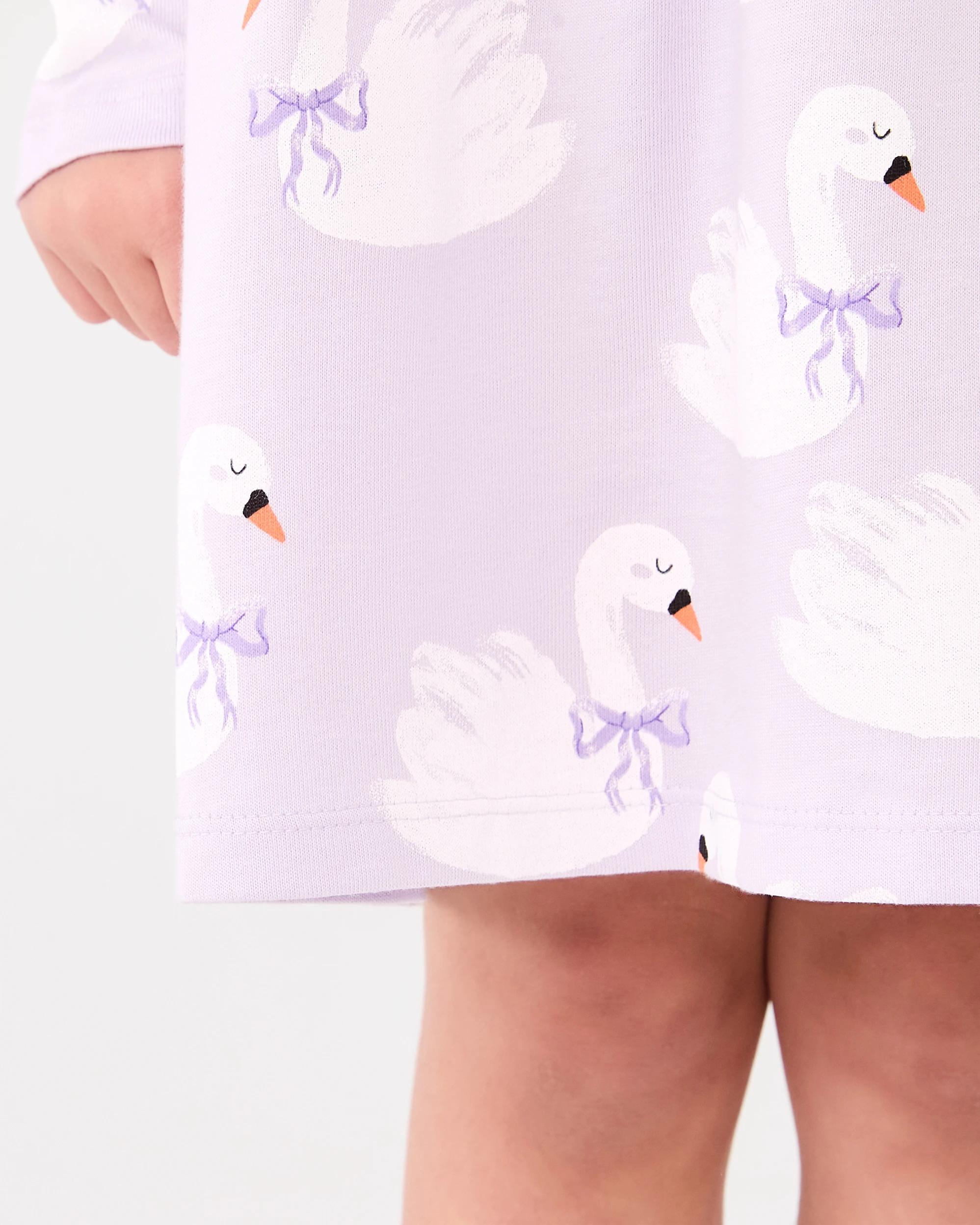 7 Long Sleeve Jersey Dress Prpl Swans, 7 of 9