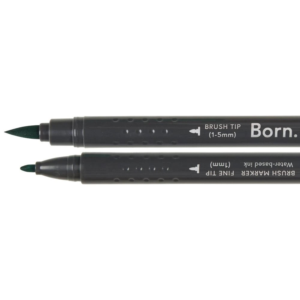 2 Born Professional Brush Dual-Tip Marker Jade Green G190, 2 of 4