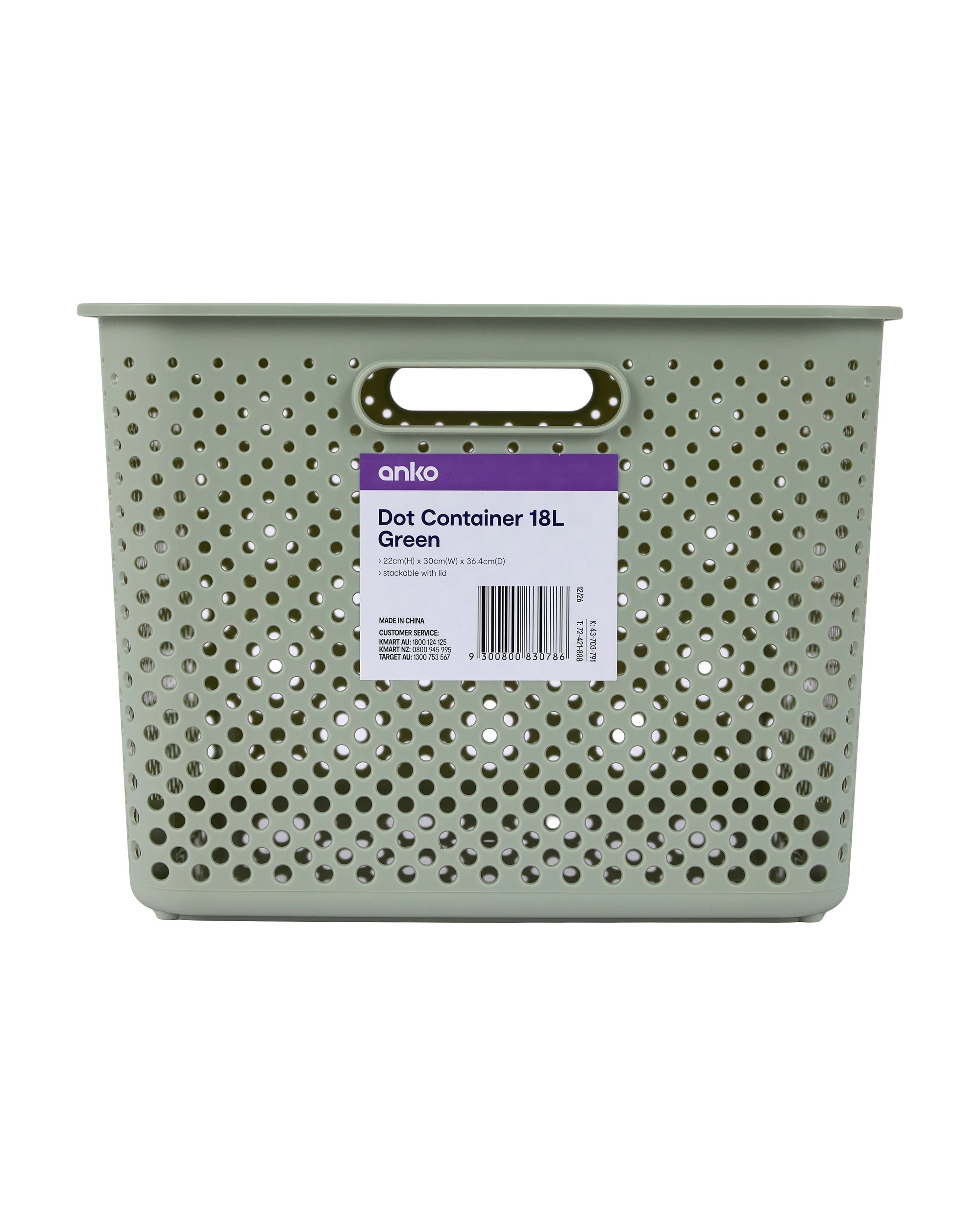 6 Anko 18L Dot Container - Green - Multi, 6 of 6