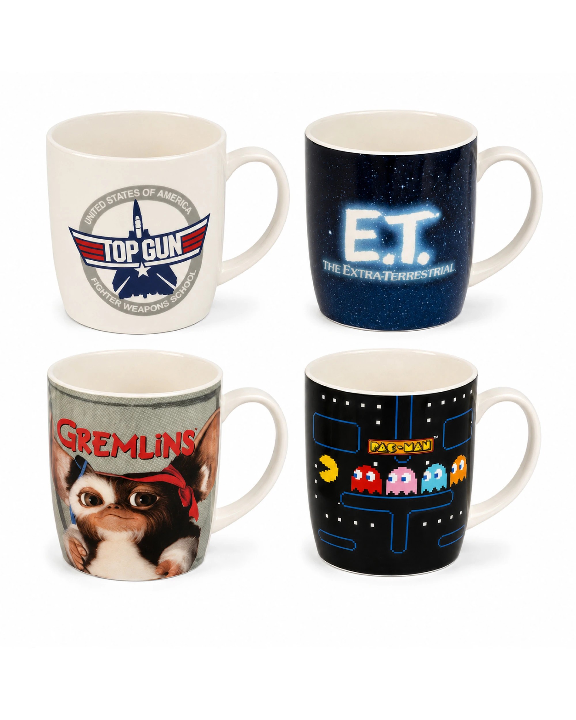 1 BR Home Set of 4 ET, Pacman, Gremlins & Top Gun Ceramic Mugs Licensed Cups, 1 of 9
