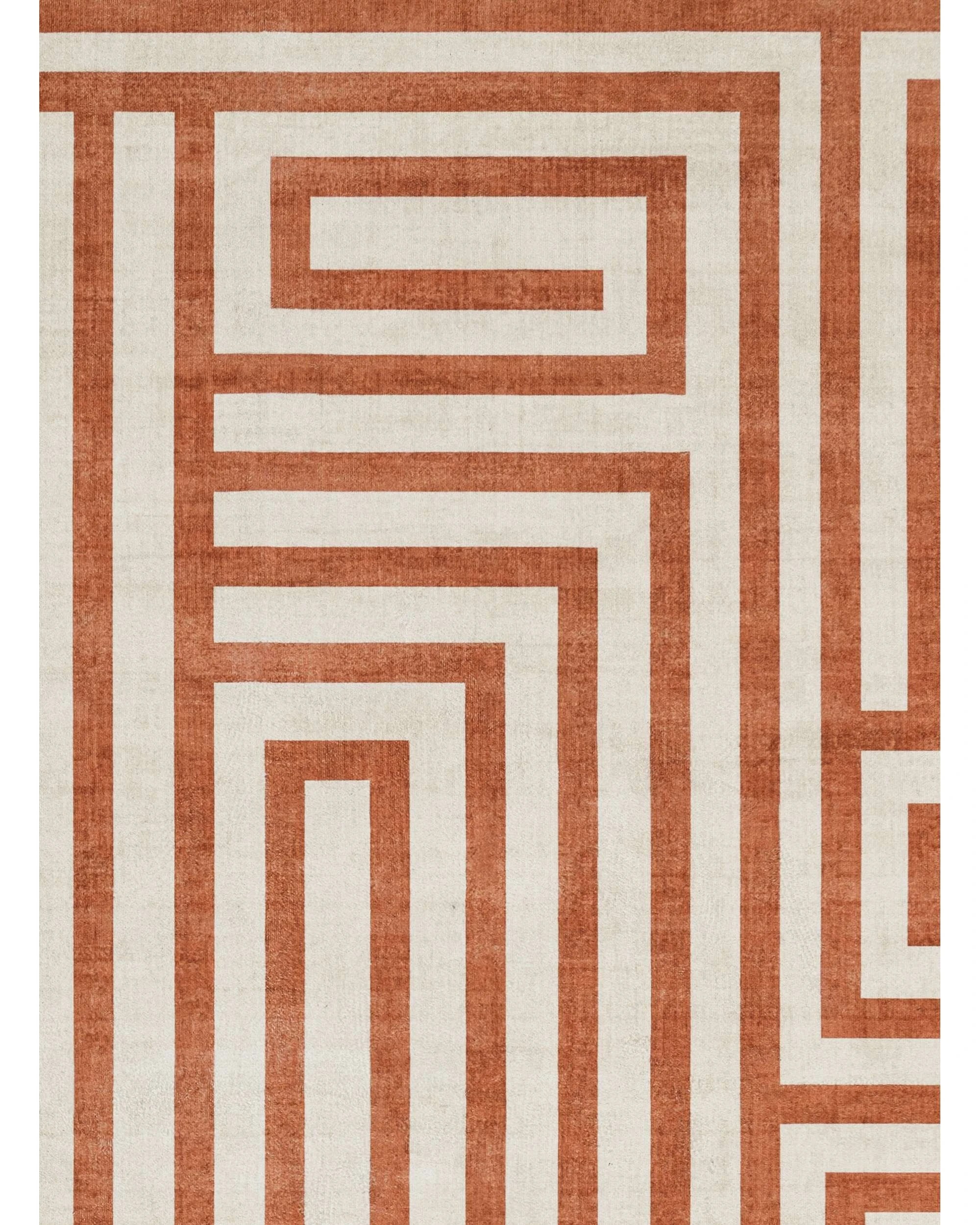 7 Loopsie Pahoa Geometric Washable Rug-400cm x 300cm - Orange, 7 of 8