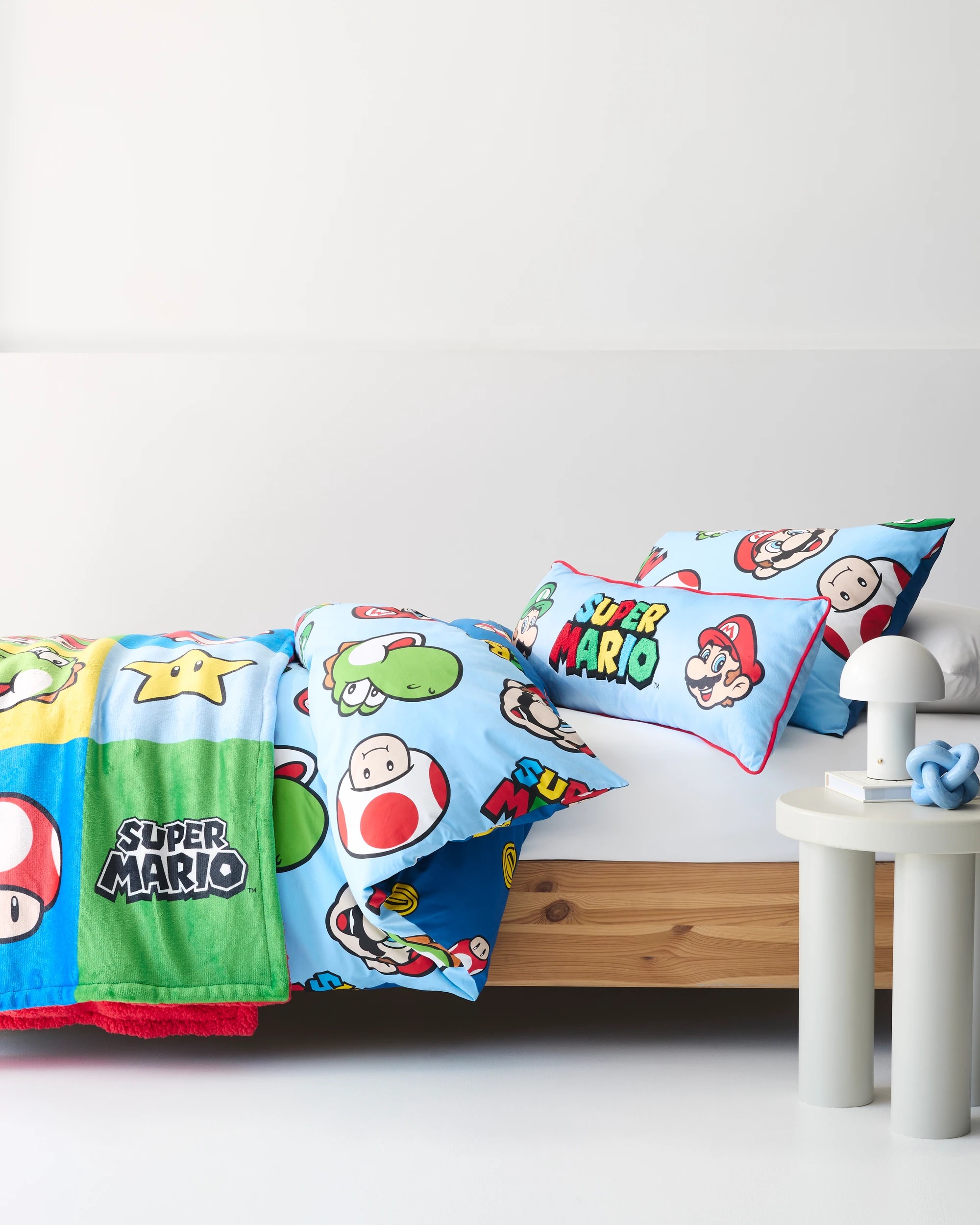 1 Super Mario Cotton Kids Quilt Cover Set - Queen Bed - Blue, 1 of 10