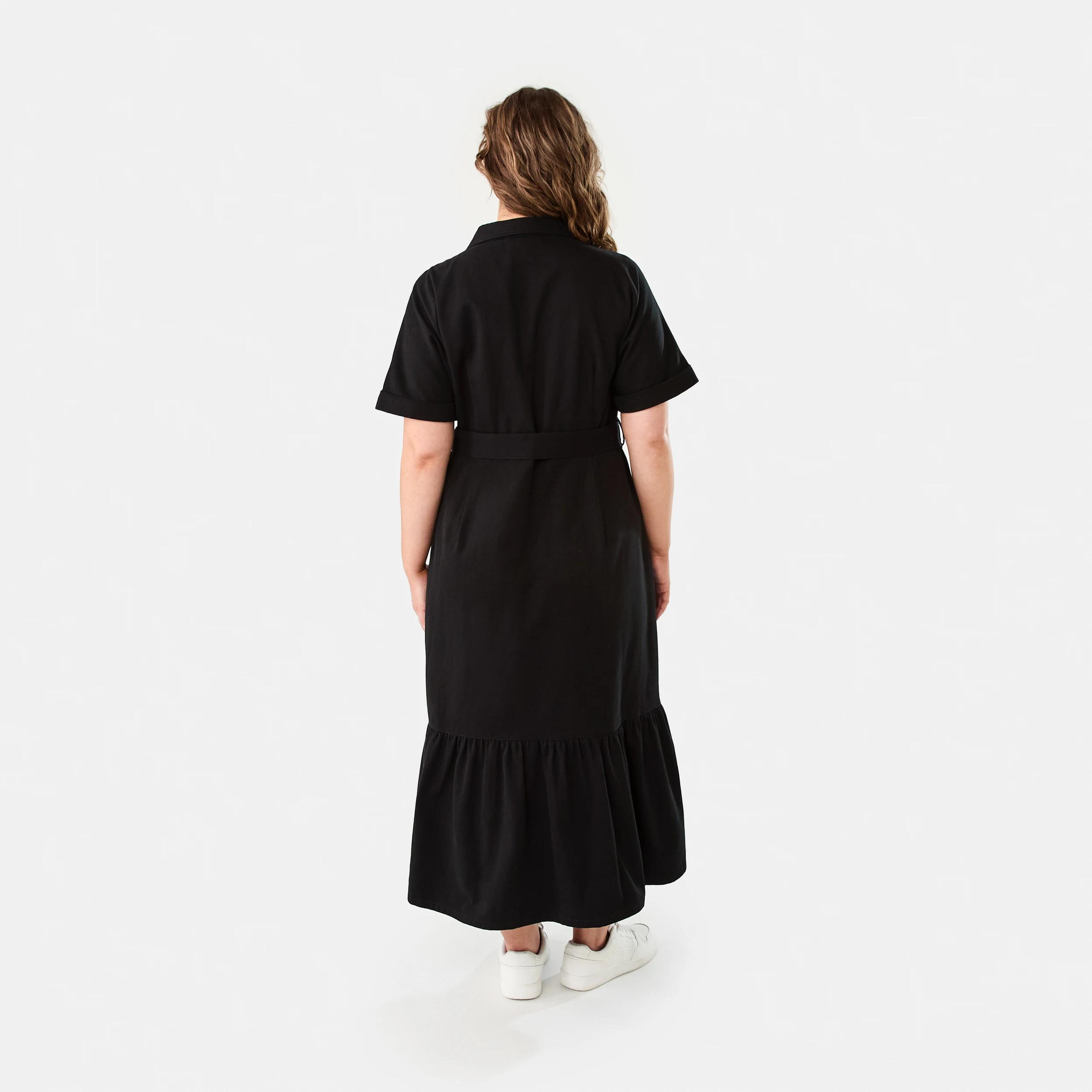 4 Short Sleeve Denim Button Through Midi Dress BLACK, 4 of 9