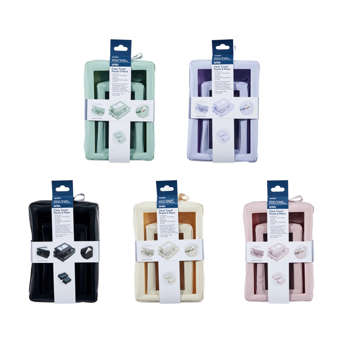 6 2 Piece Clear Travel Pouch - Assorted, 6 of 6