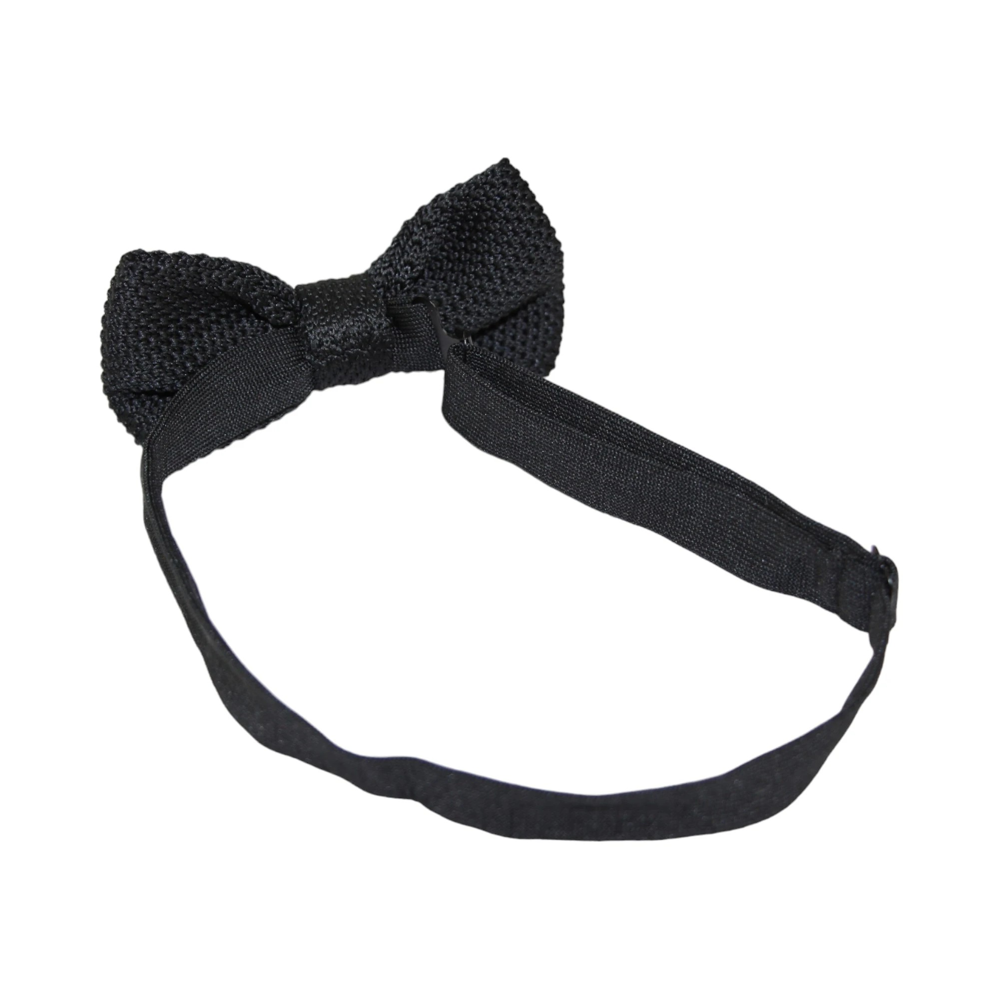4 Zasel Mens Black Cross-Hatched Knitted Bow Tie - Black, 4 of 6