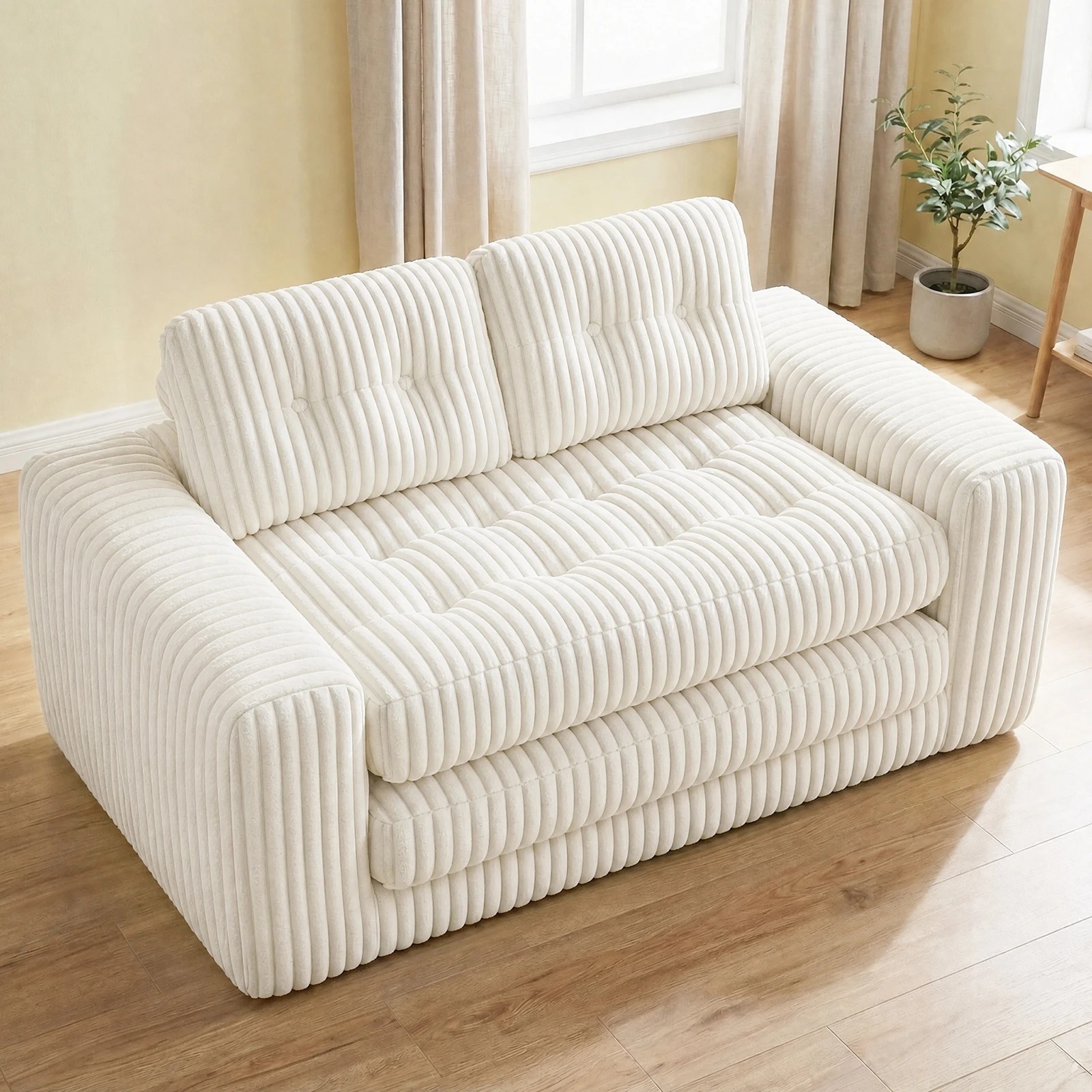 4 Advwin Folding Sofa Bed 2 in 1 Convertible Floor Loveseat Sofa - Beige, 4 of 8