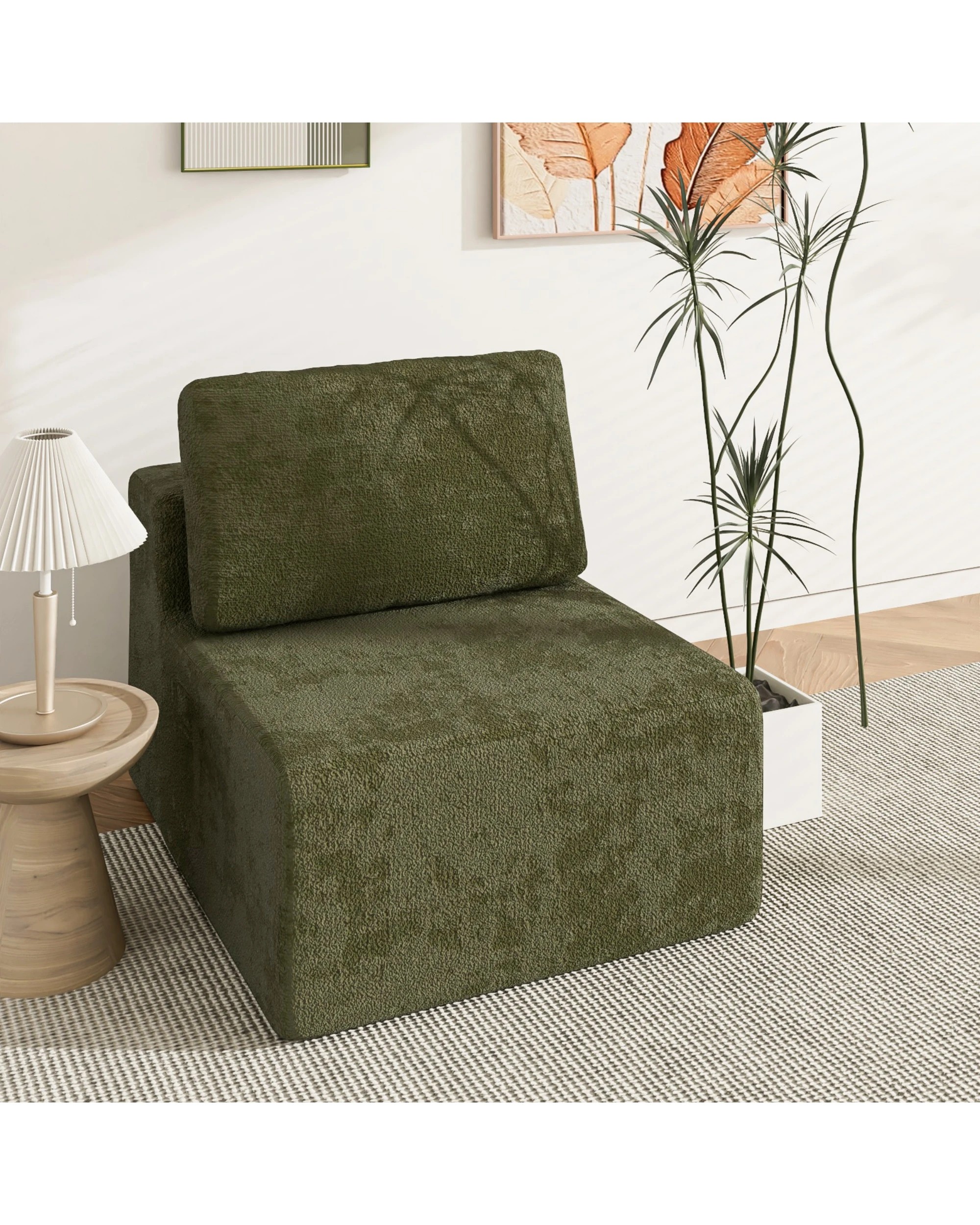 3 Advwin Armless Sofa Chair Chenille Fabric Modular Lazy Sofa Free Installation, 3 of 5