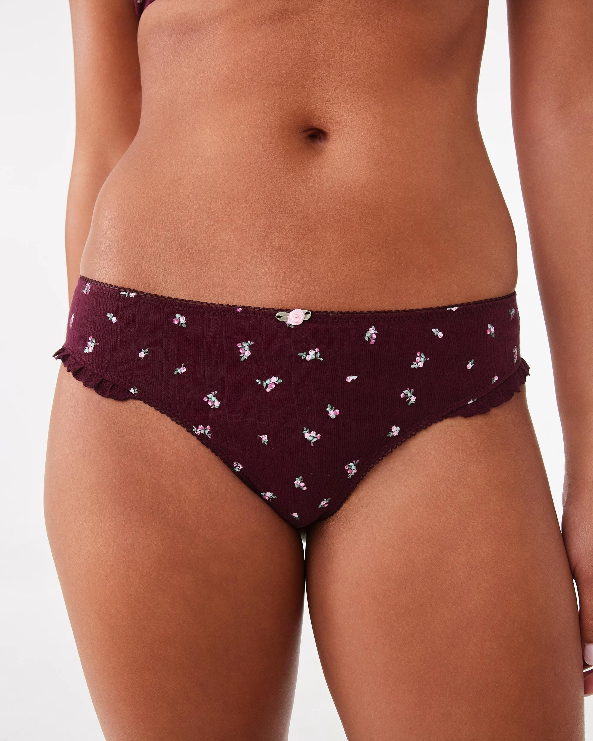 4 3 Pack Pointelle Ruffle G-String Briefs Vlvt Ditsy, 4 of 10