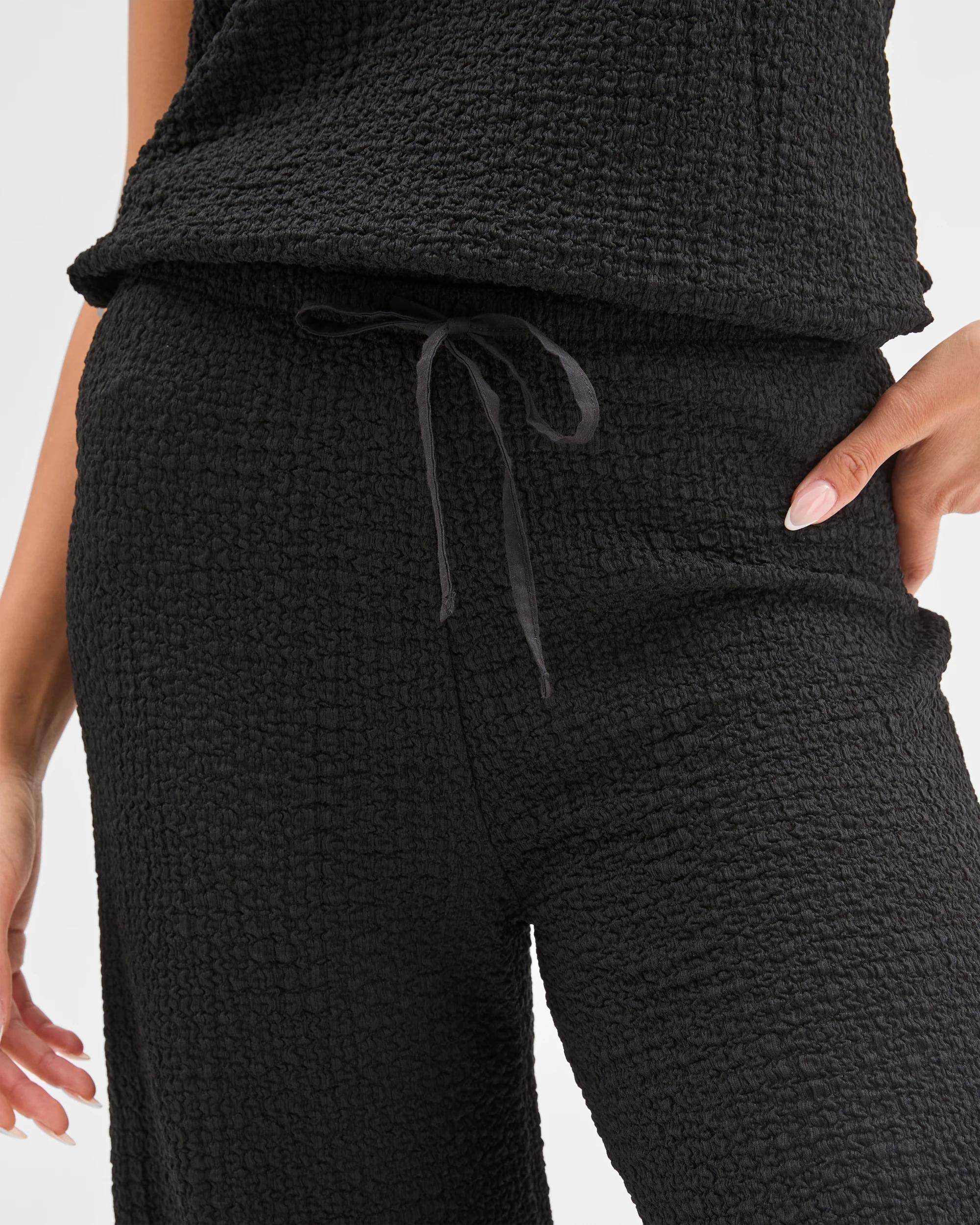 6 Lily Loves Textured Straight Leg Pants BLACK, 6 of 7