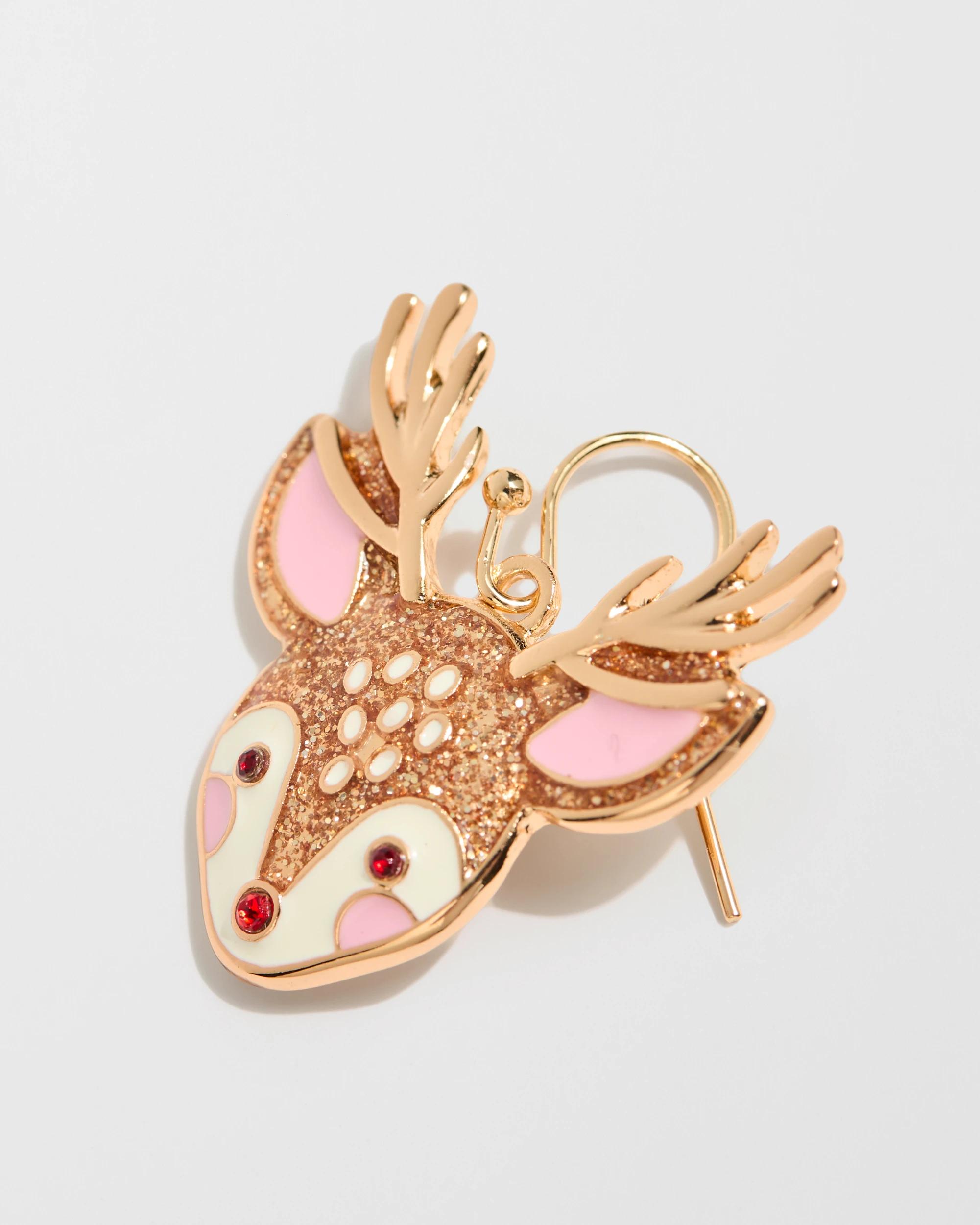 2 Target Woman Christmas Reindeer Drop Earrings GOLD-TONE, 2 of 3