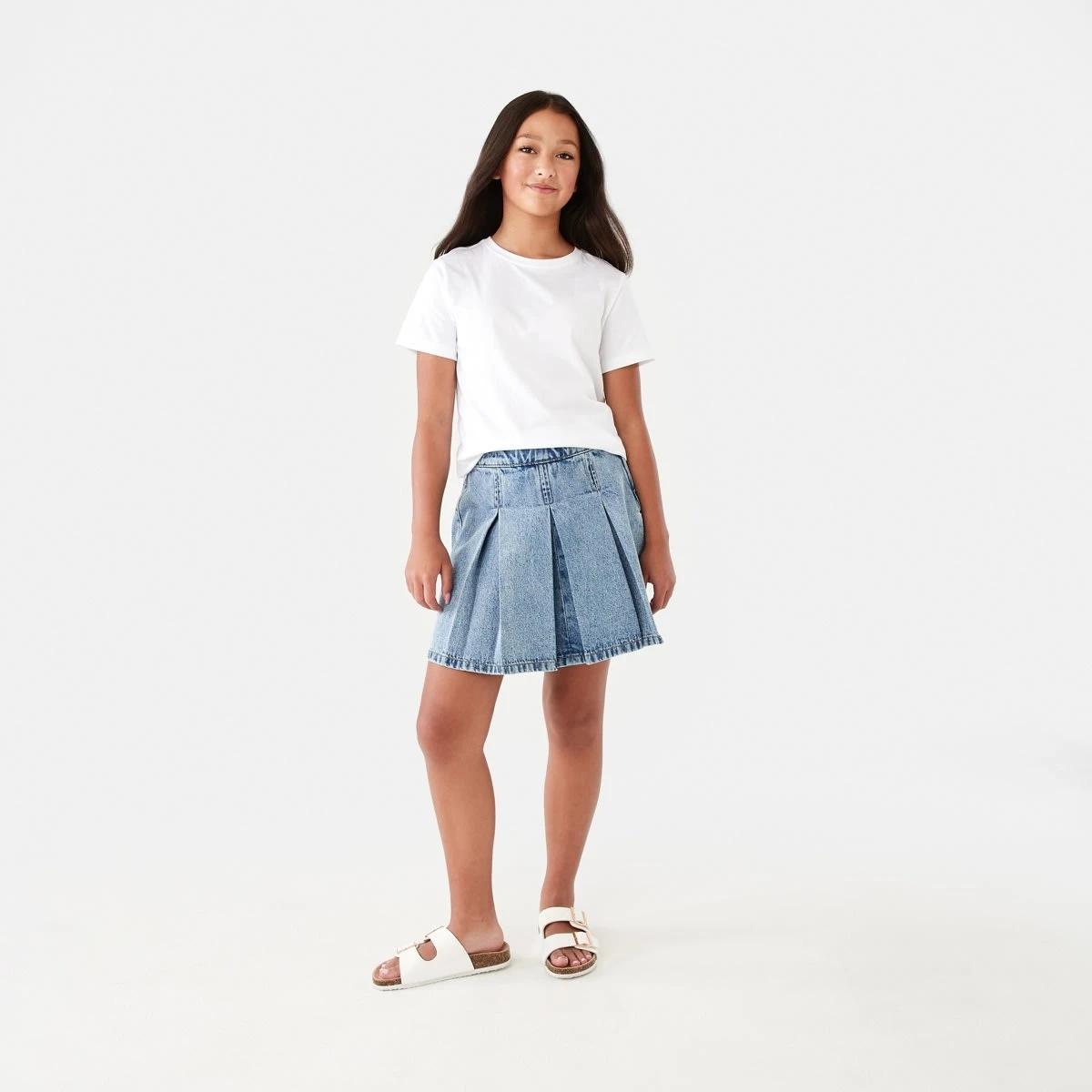 5 Denim Pleated Skirt Mid Denim, 5 of 8