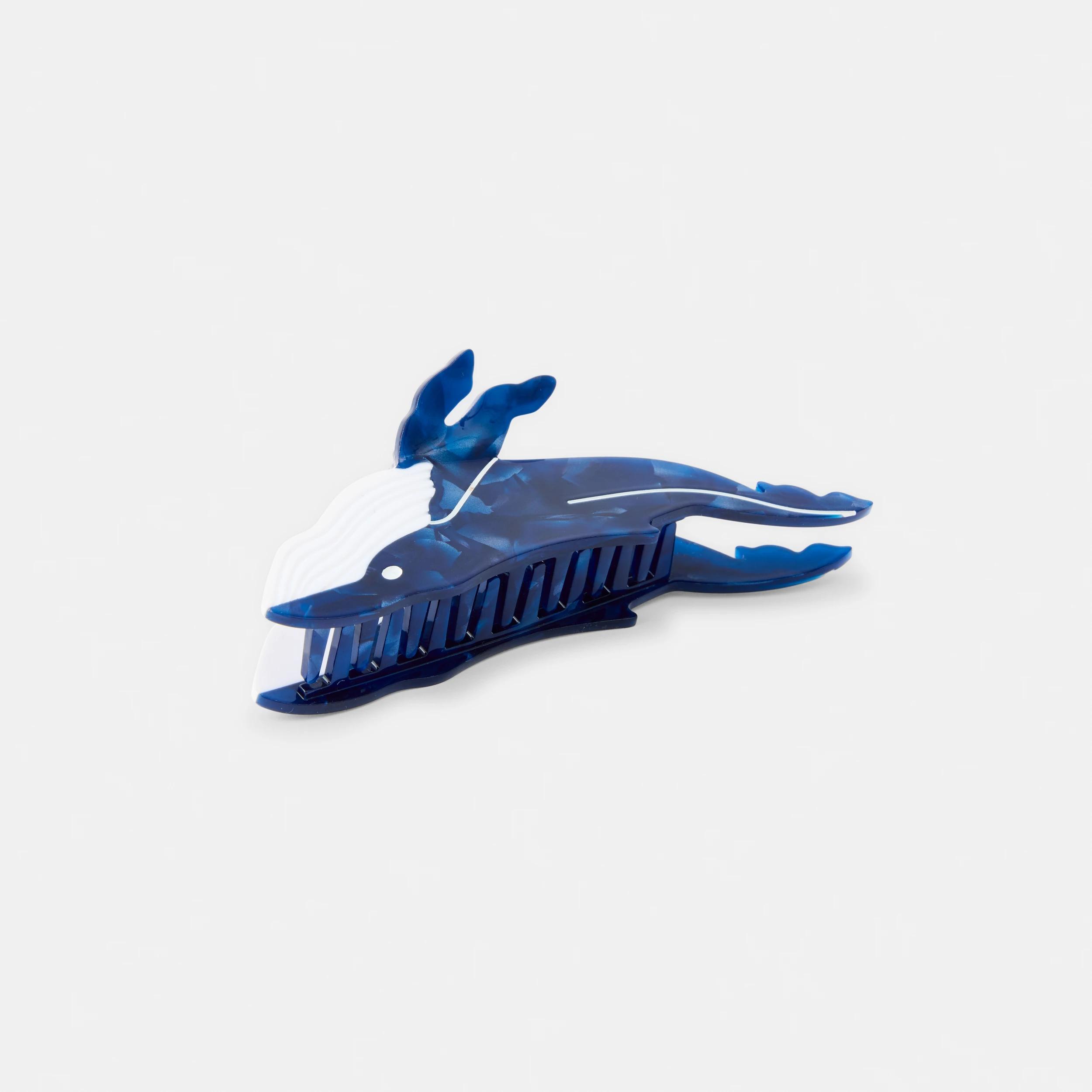 2 Blue and White Novelty Whale Claw Hair Clip Blue, 2 of 5