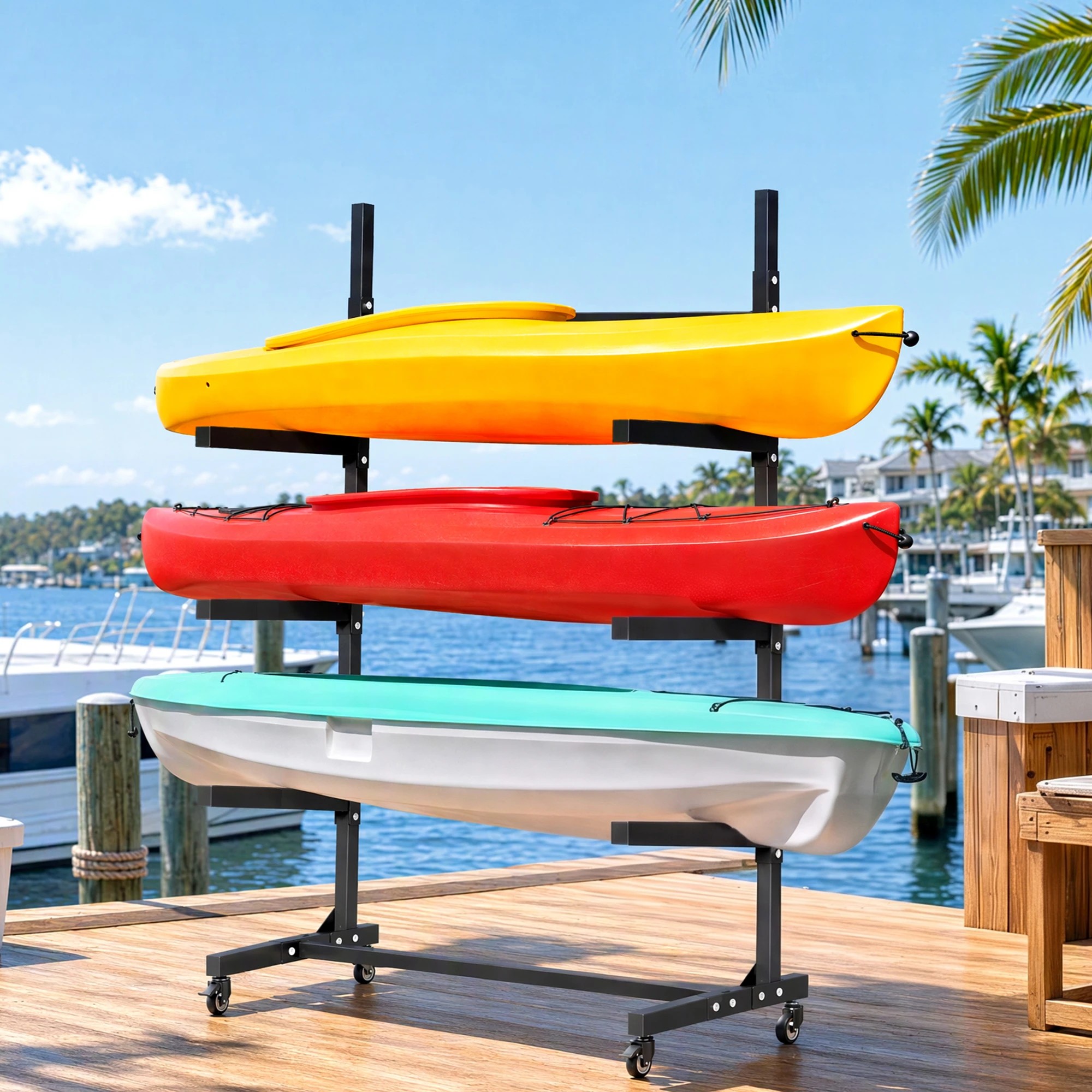 Weisshorn Kayak Storage Rack 3-Tier Canoe SUP Paddleboard Garage 80kg ...
