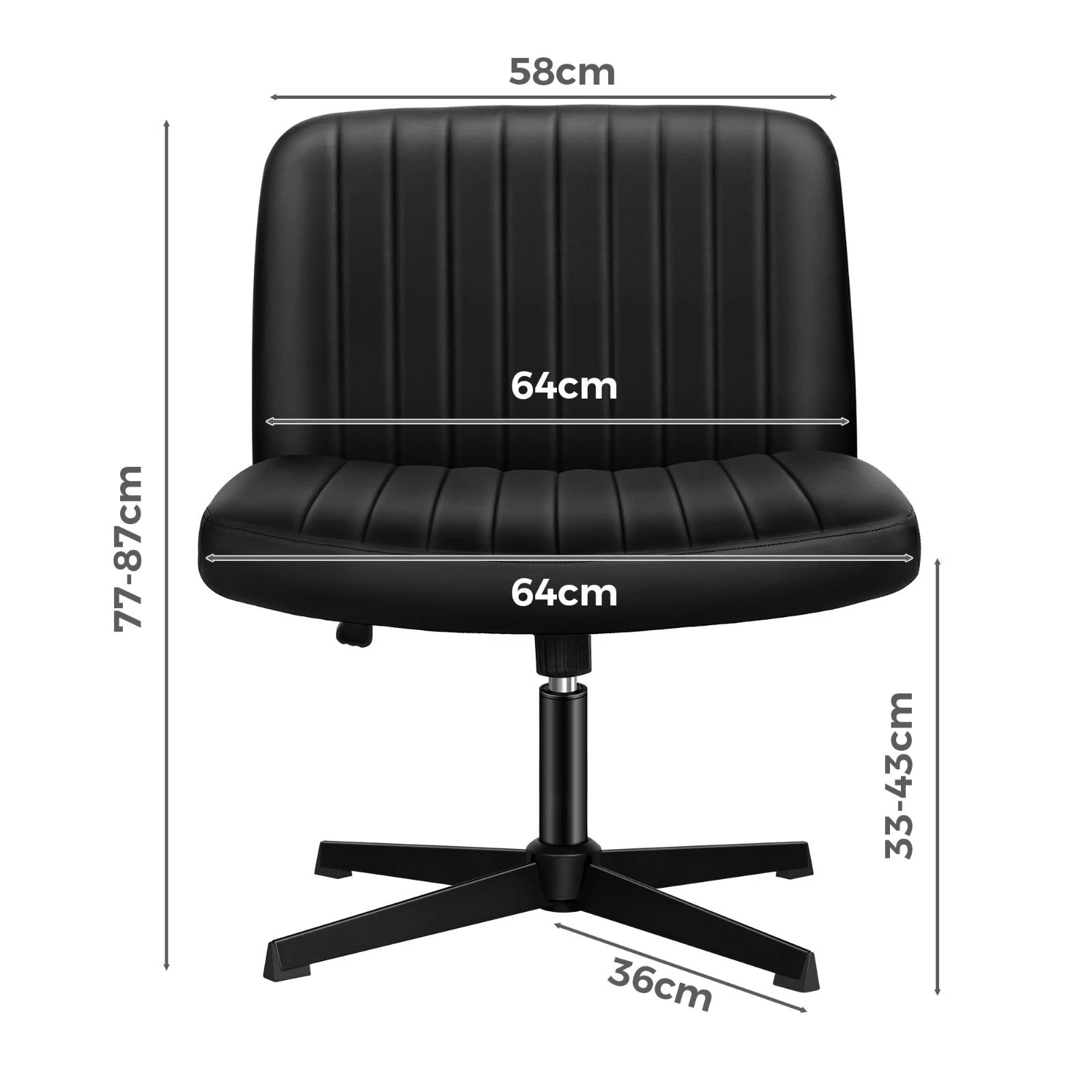 5 Alfordson Office Chair Computer Executive Seat Work Ottoman PU Leather - Black, 5 of 10