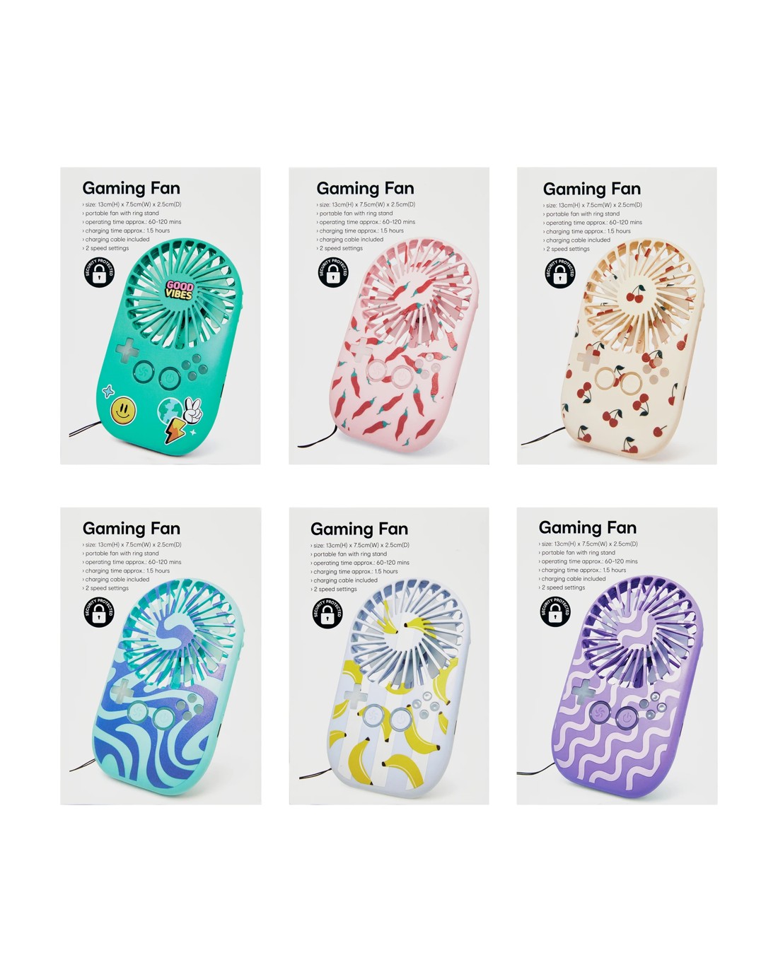 10 Printed Gaming Fan - Assorted, 10 of 10