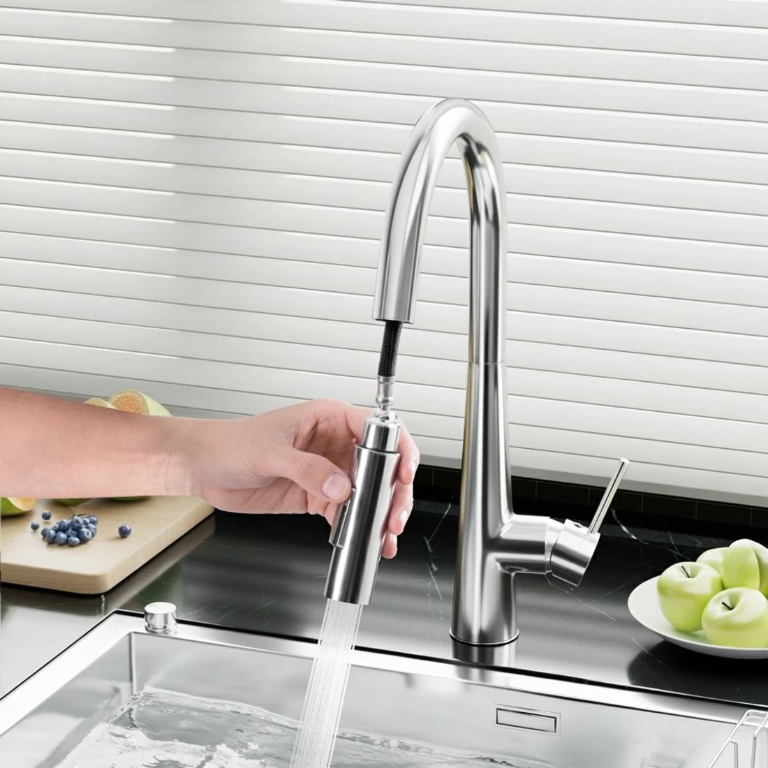 2 Cefito Kitchen Mixer Tap Pull Out Round 2 Mode Sink Basin Faucet Swivel WELS - Silver, 2 of 4