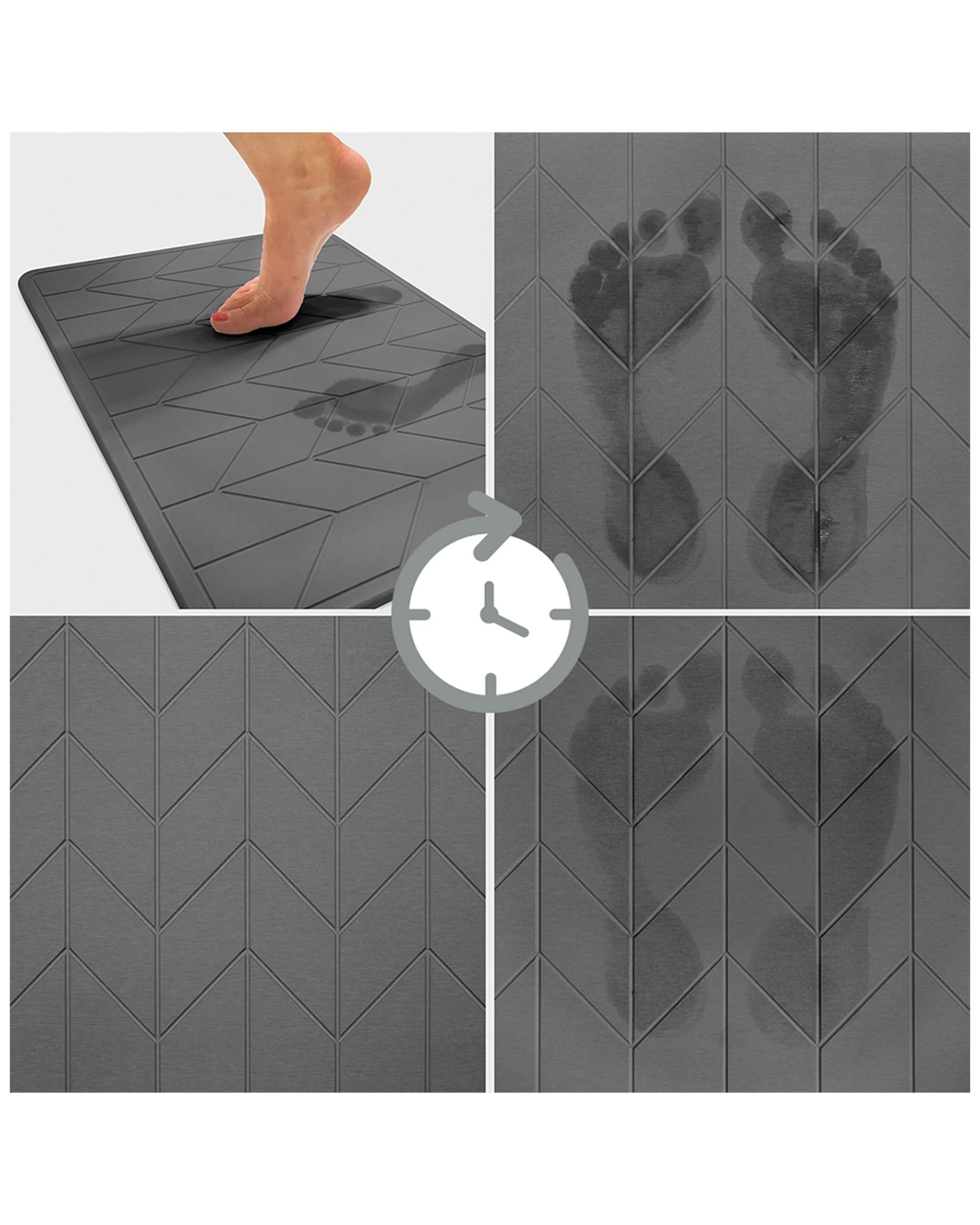 2 Algodon 60x39cm Dri Bath Stone Mat Water Absorbing Bathroom Mat.
 - Grey, 2 of 5