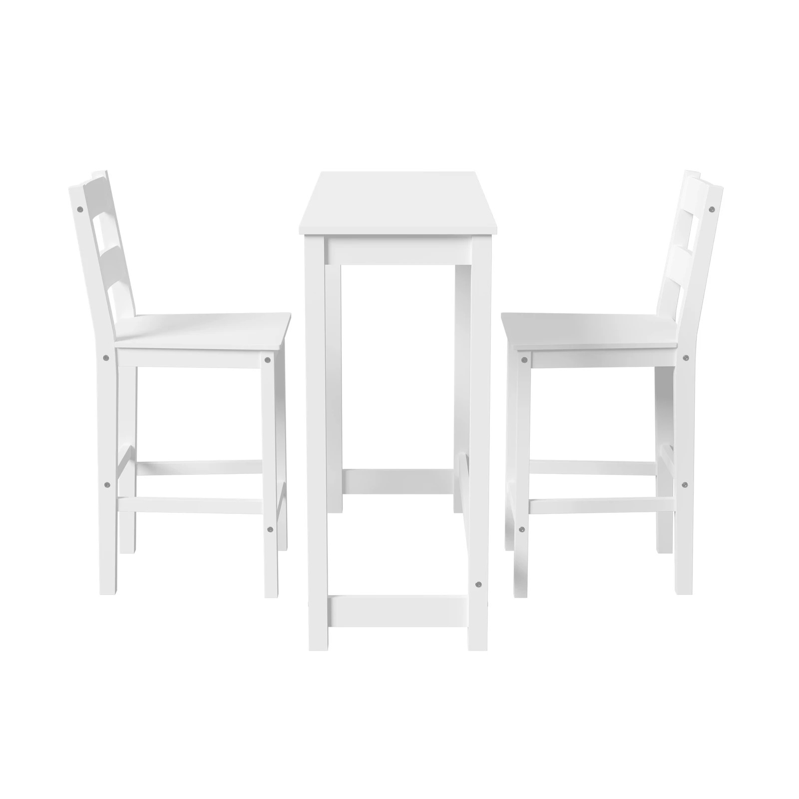 8 Oikiture 3pcs Bar Table Set 2 Stools Chairs Kitchen Dining Cafe Tables
 - White, 8 of 10
