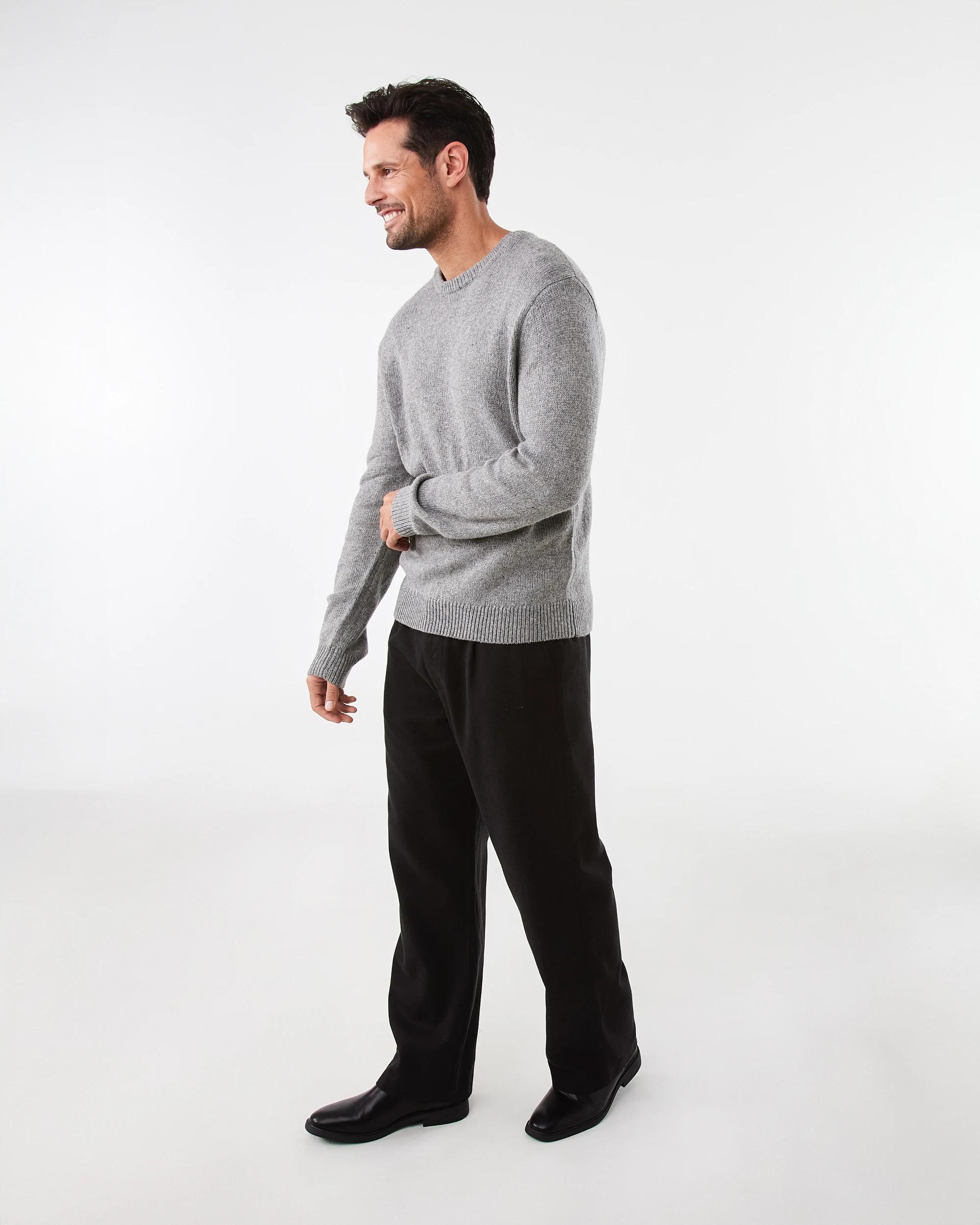 3 Crew Neck Knit Jumper Grey Marle, 3 of 7