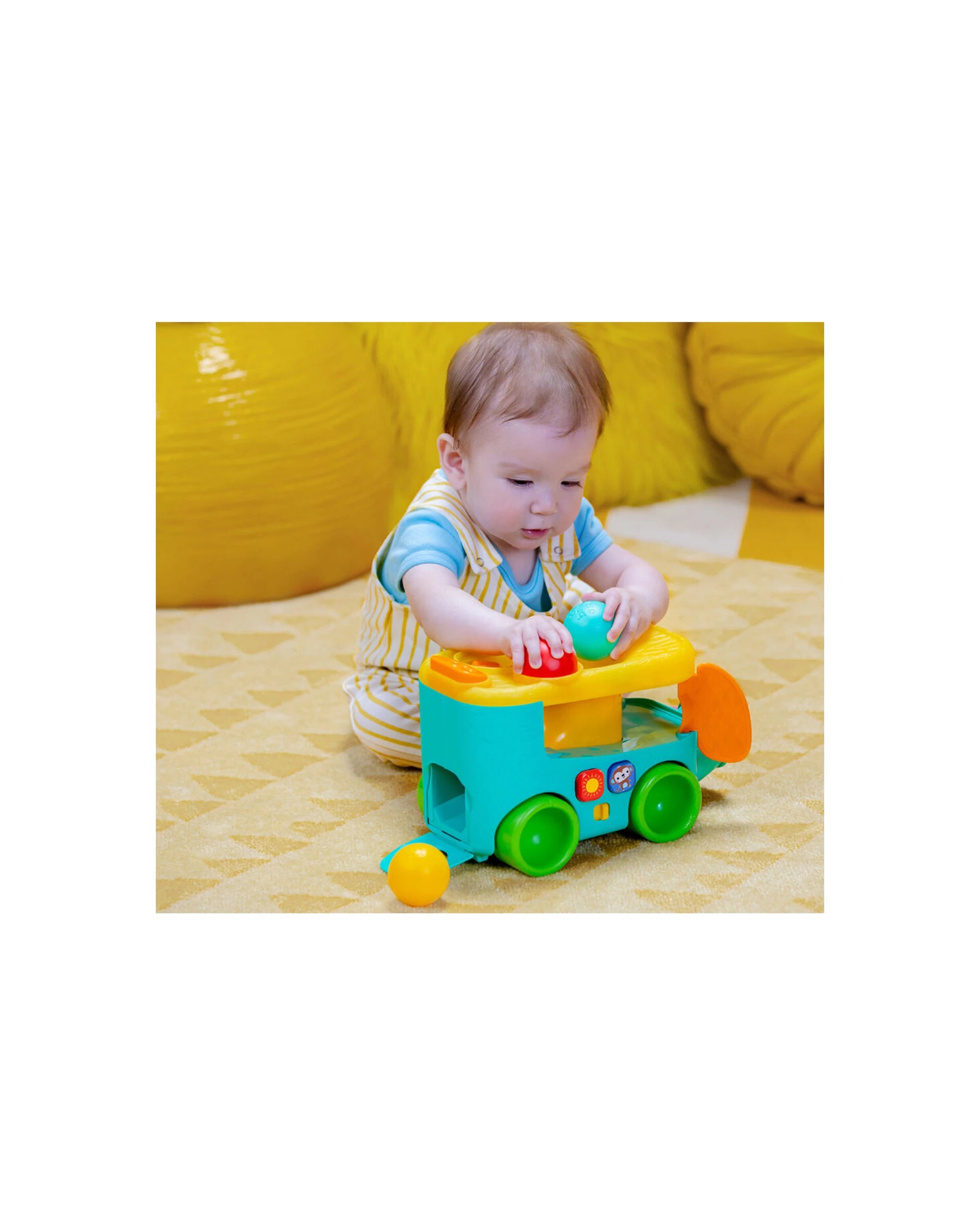 3 Bright Starts Pop And Roll Safari Bus Ball Toy Lights And Sounds 6 Months - Multi, 3 of 7