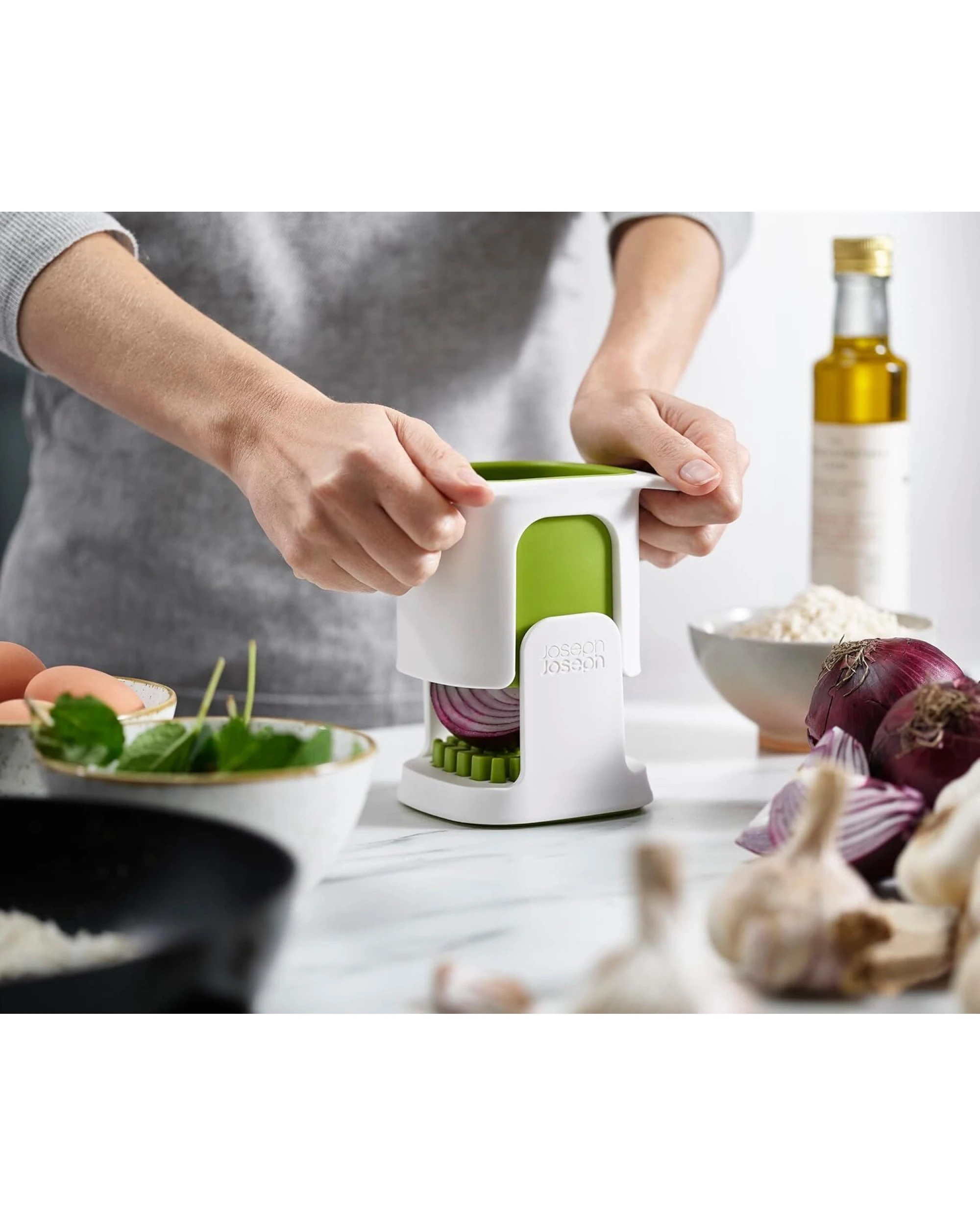 4 Joseph Joseph ChocoCup Vegetable Dicer Chopper in White/Green, 4 of 6