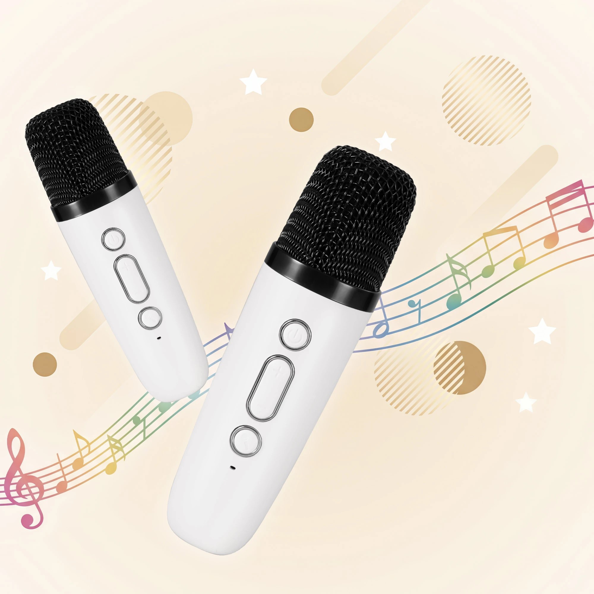 6 Alpha Mini Portable Karaoke Machine for Adults Kids with 2 Wireless Microphones - White, 6 of 9