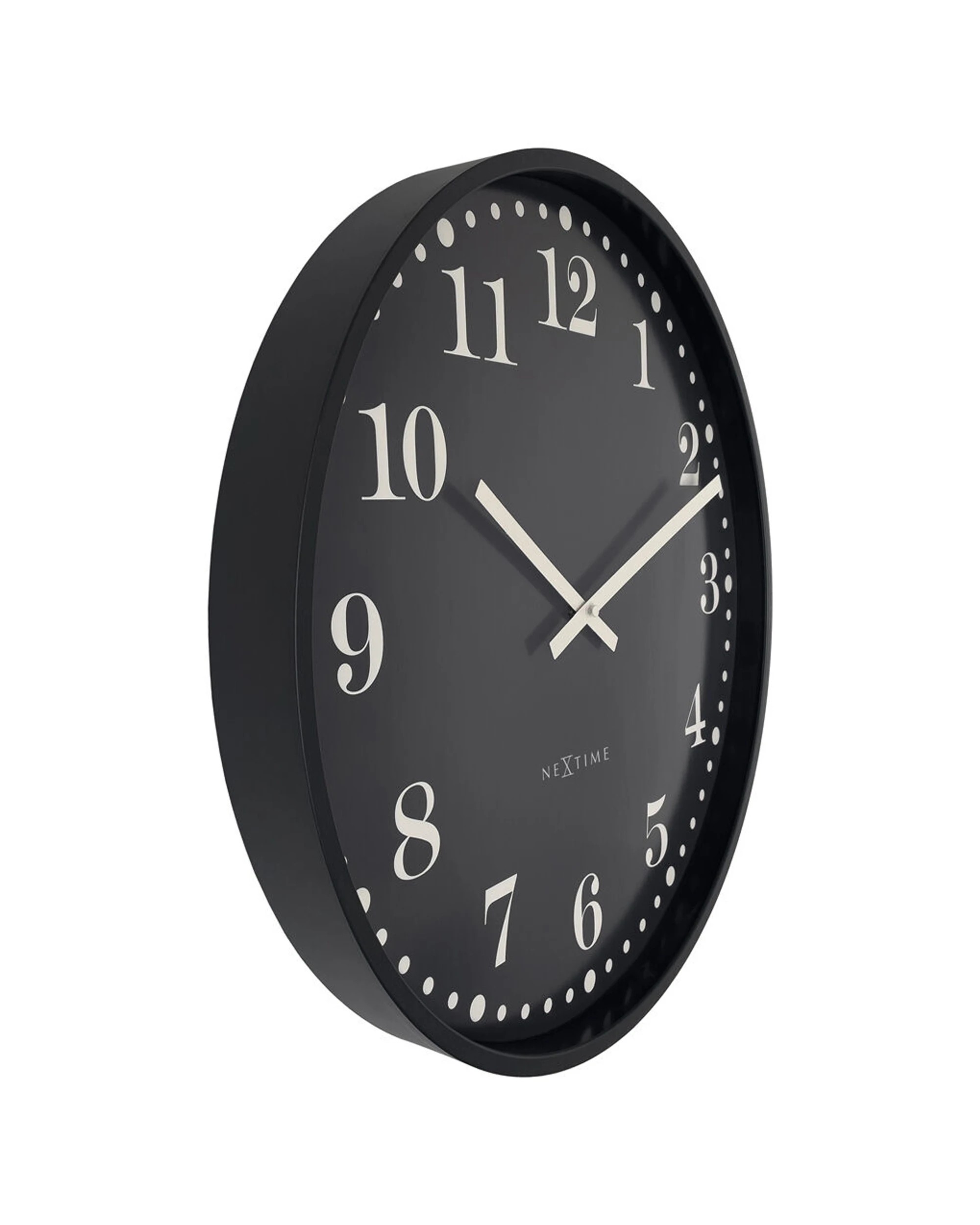 2 NeXtime Dickens 50cm Large Silent Wall Clock Dial Aluminium Case - Black, 2 of 6