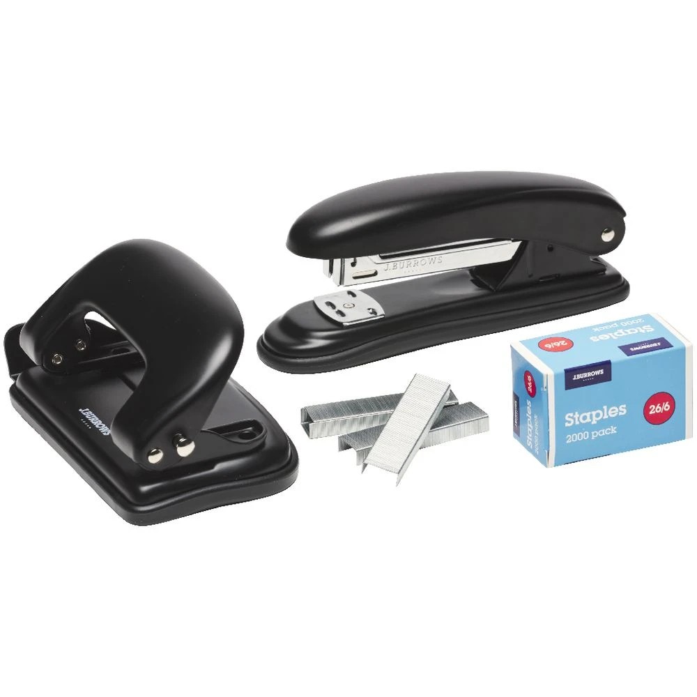 2 J.Burrows Metal Stapler/Hole Punch Value Pack Black, 2 of 3