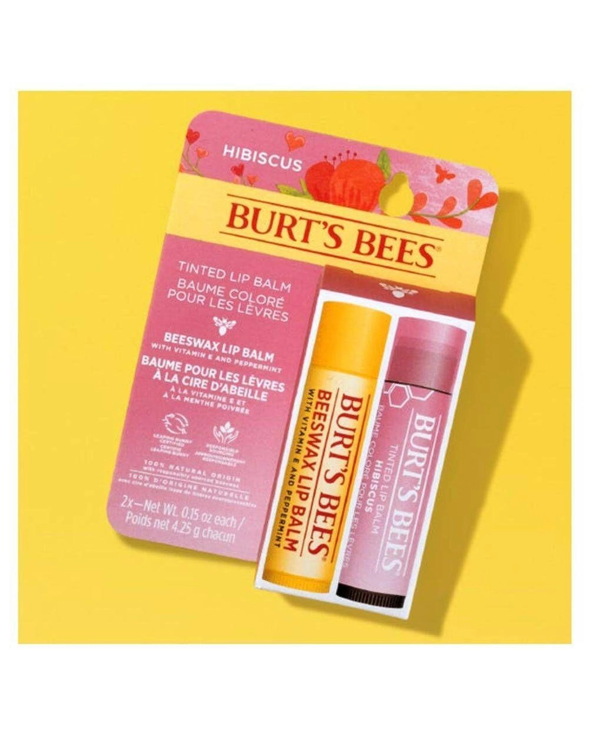 4 Burt's Bees Beeswax Lip Balm & Hibiscus Tinted Lip Balm Set, 4 of 5