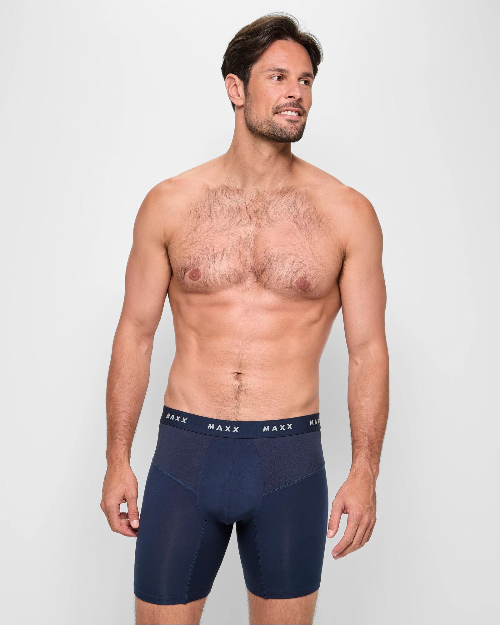 2 Bamboo Anti Chafe Long Leg Trunks - Maxx NAVY BLUE, 2 of 3