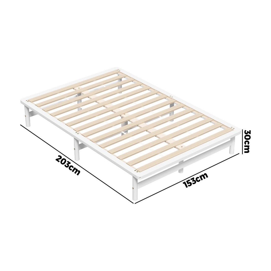 10 Oikiture Wooden Bed Frame Queen Size Beds Base Platform Solid Pine Timber
 - White, 10 of 10
