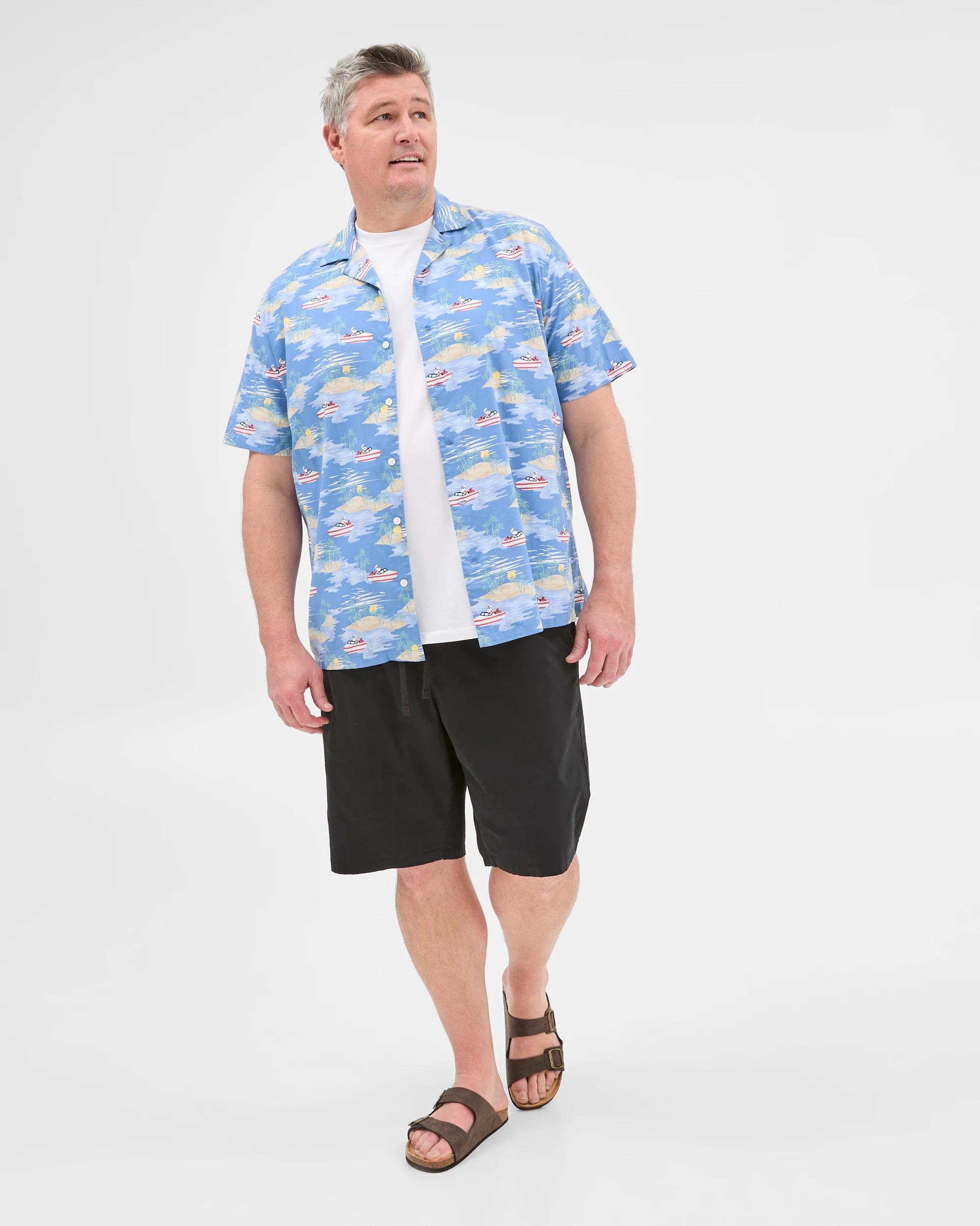 3 Target Plus Size Australian Cotton Blend Christmas Hawaiian Print Shirt BLUE, 3 of 5